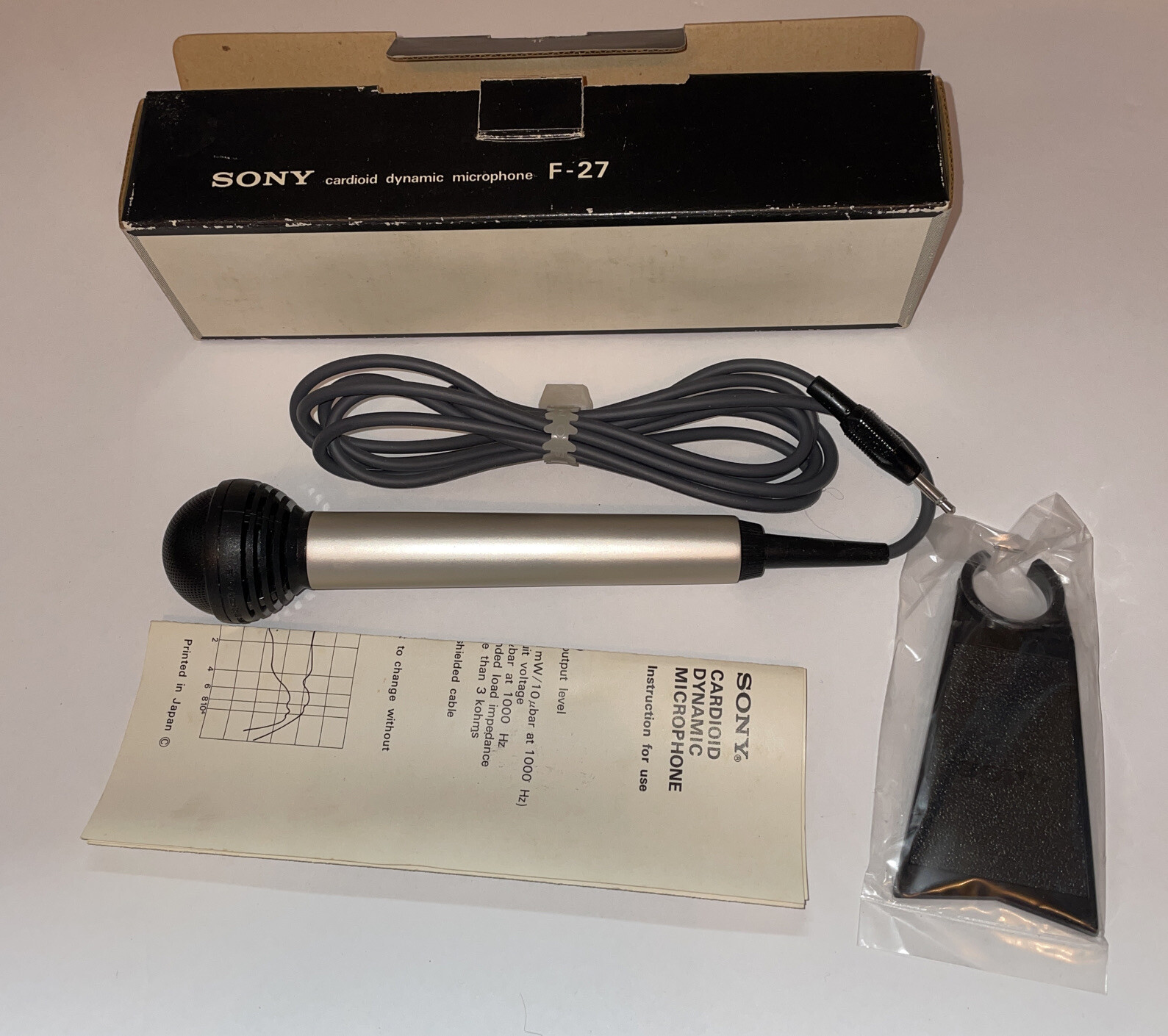 Cassette Hi-Fi SONY F-27 Cardioid Dynamic  Microphone 1970's NOS in Box