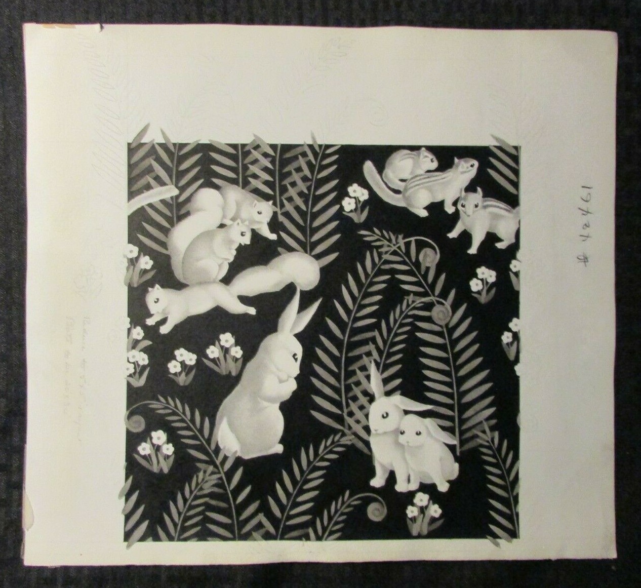 HAPPY EASTER Cute Bunnies Squirrels & Chipmunks 15x13" Greeting Card Art #42461