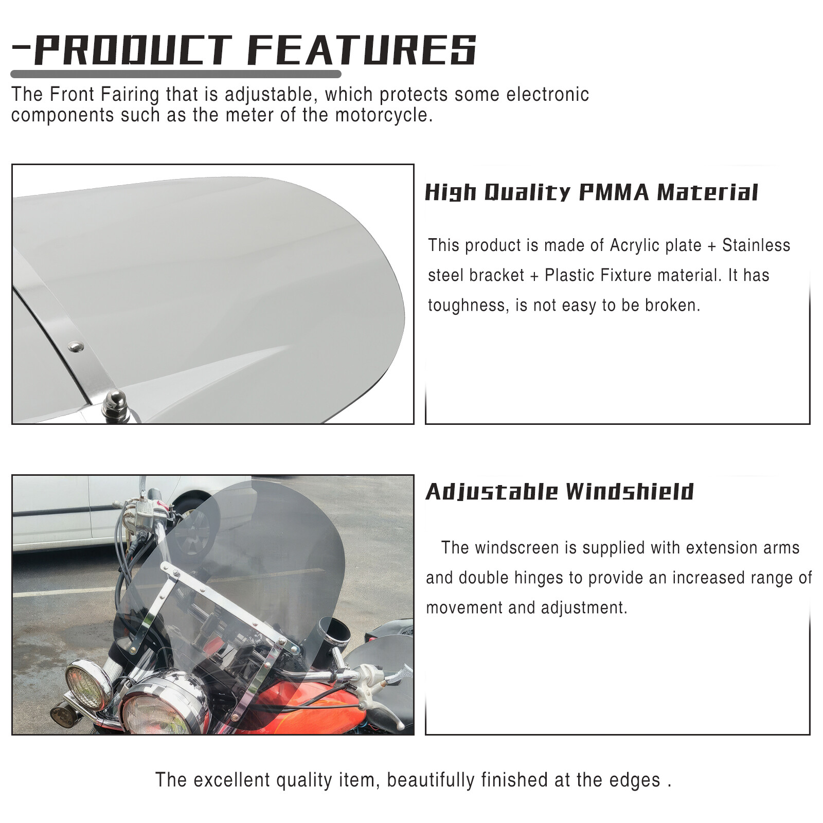 For Harley Wide Glide 18x16" Windshield Windscreen Large Smoke 7/8 1" Handlebars