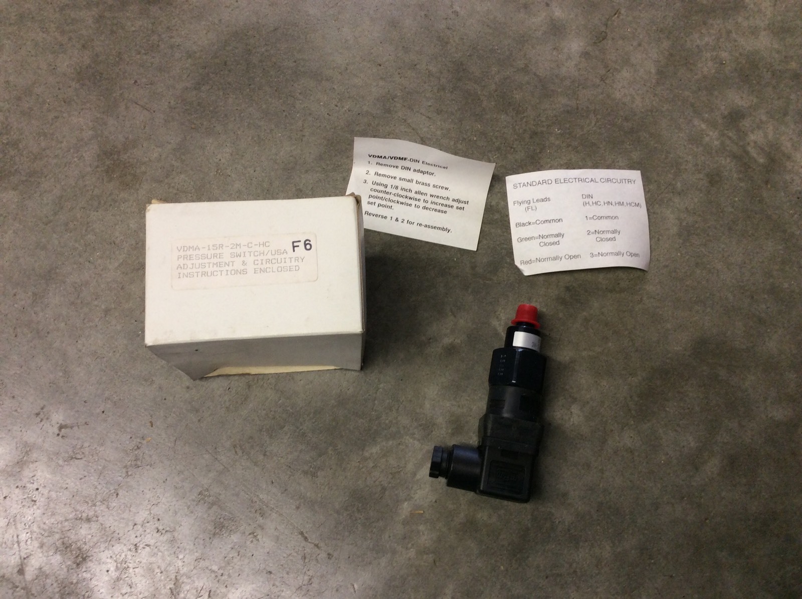 Vaccon VDMA-15R-2M-C-HC Pressure Switch