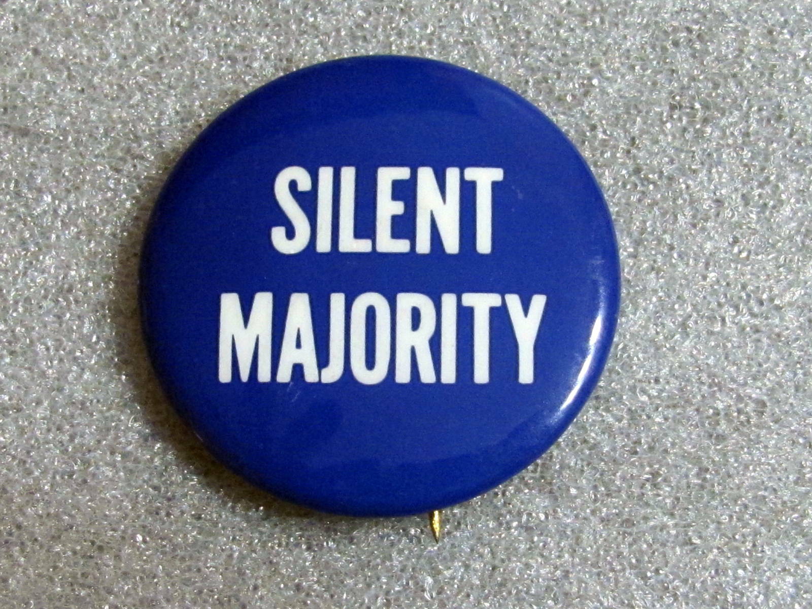 1970 Nixon Era Silent Majority Pinback Button 1 3/4" Pro Vietnam Involvement