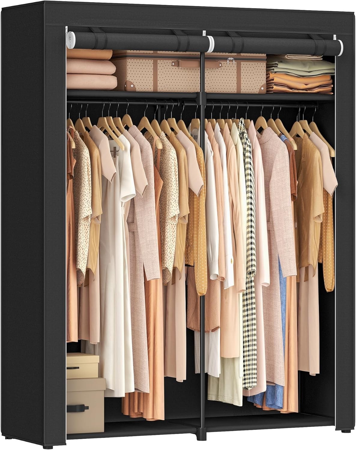 Closet Wardrobe Portable Closet Bedroom Clothes Rail W/ Non-Woven Fabric Cover