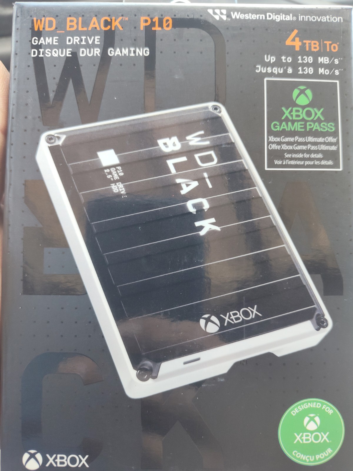 WD Black P10 Game Drive - 4TB Xbox Portable Hard Drive - Sealed