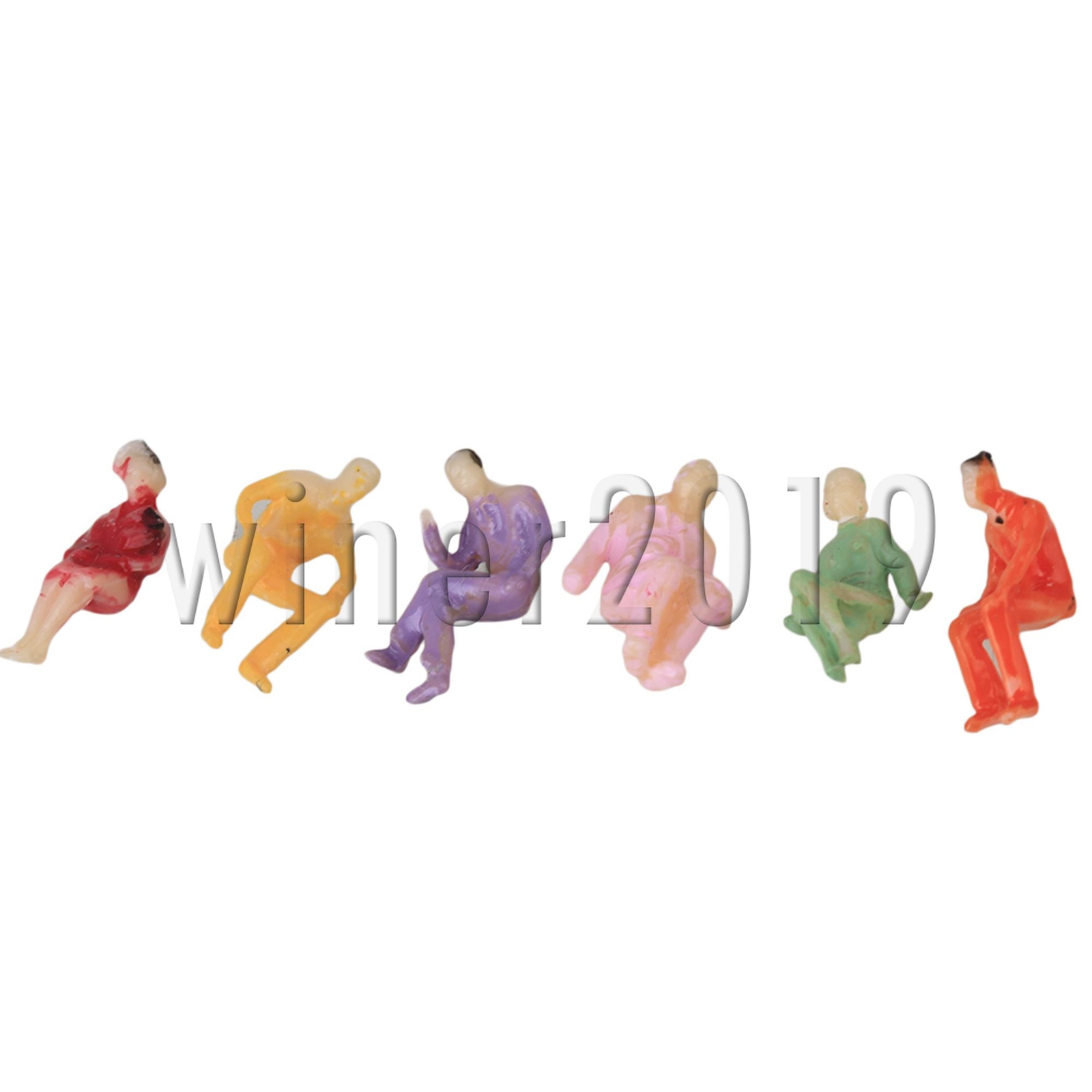 100Pieces Scale 1:100 Plastic Painted Seated People Figures Model Multicolor