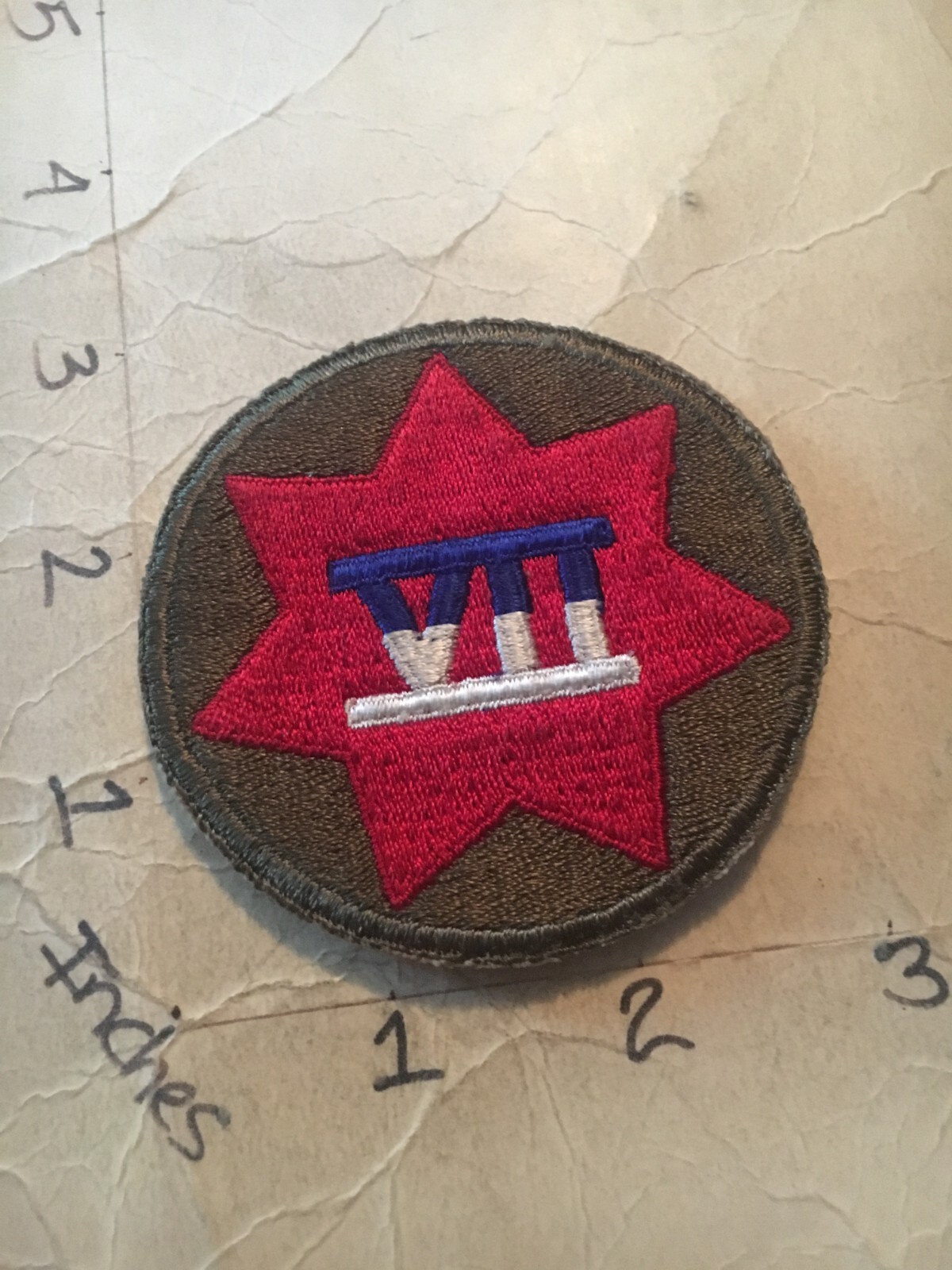 WW2 to Korea era US Army VII Corps c/e no glow Patch 6/7/25