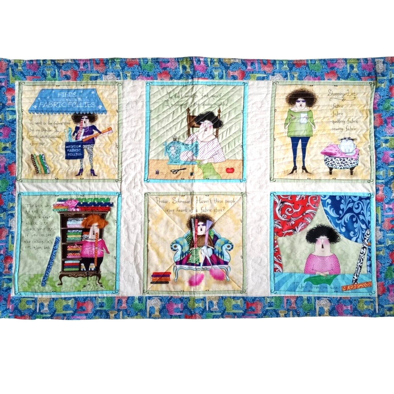 Vintage Quilt Funny Large Wall Hanging Quilt Sewing Craft Room Decor - 41"x 21"