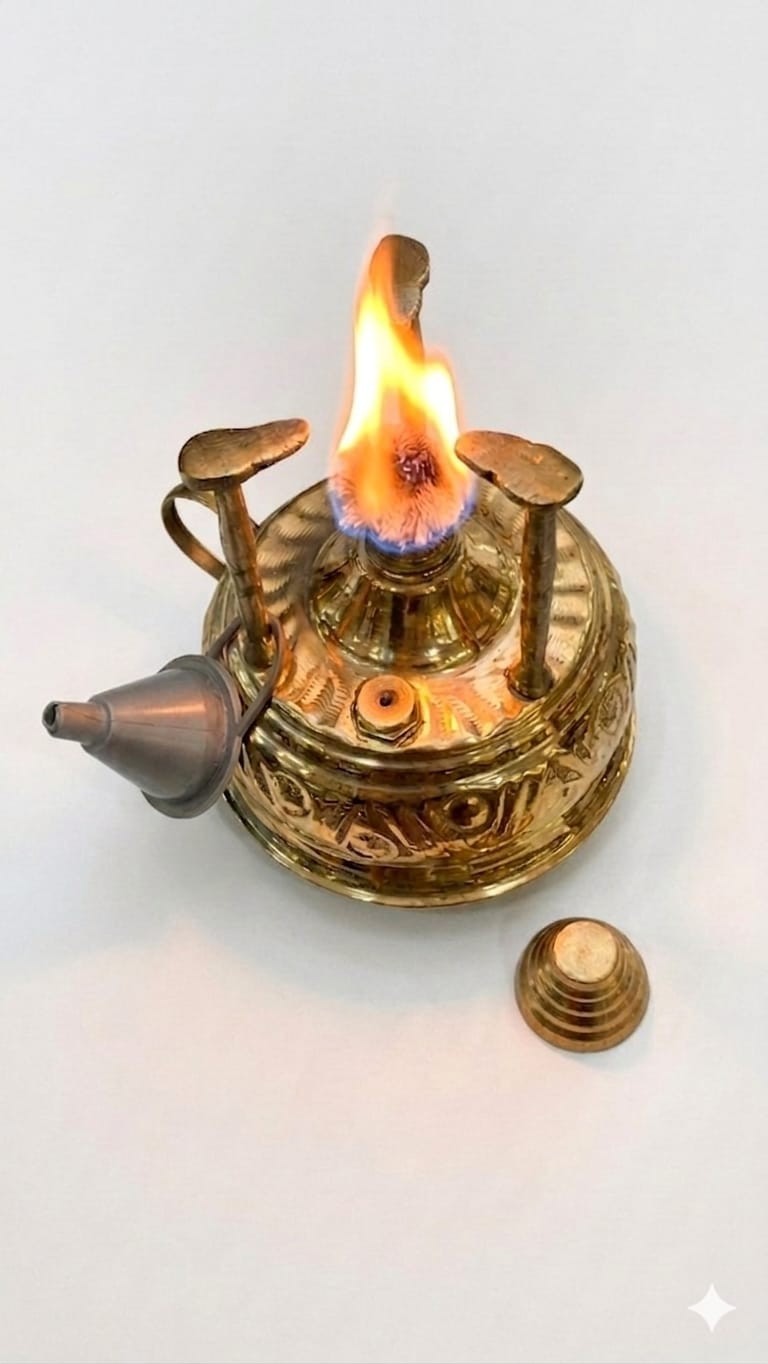 Vintage Style Brass Coffee Spirit Burner Hand Engraved Alcohol Stove With Funnel