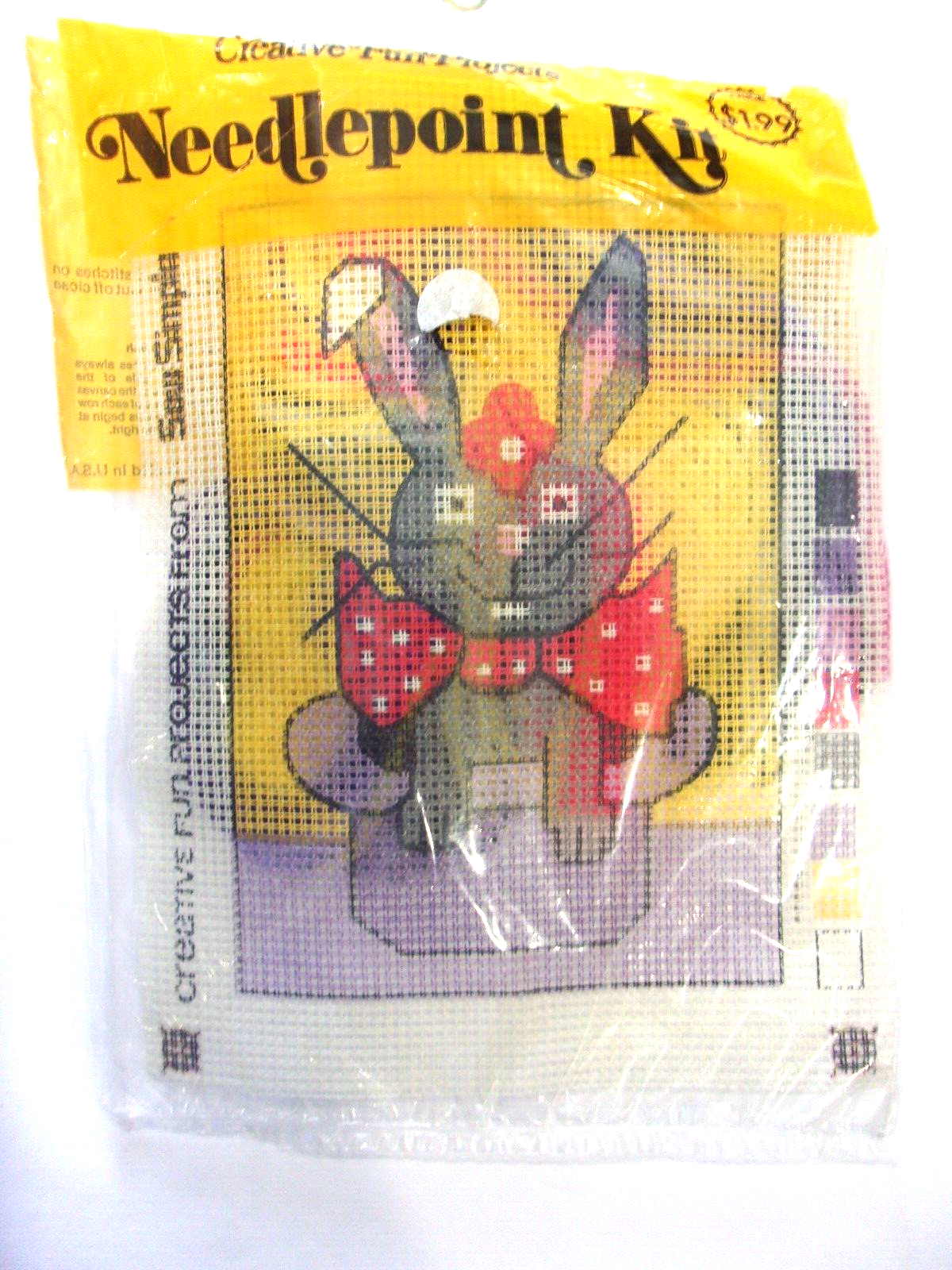 Vtg Easter Bunny Magic Hat Creative Fun Projects Needlepoint Kit Yarn 9" X 7"