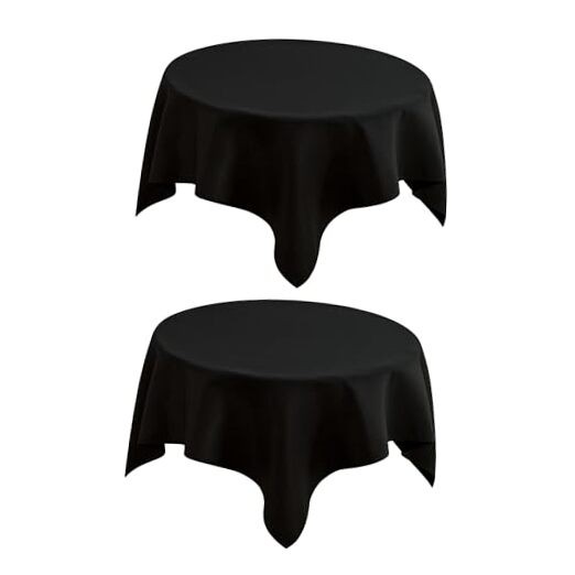 2 Pack Small Square Table Cloth Washable Fabric Tablecloth 36X36 Inch Black