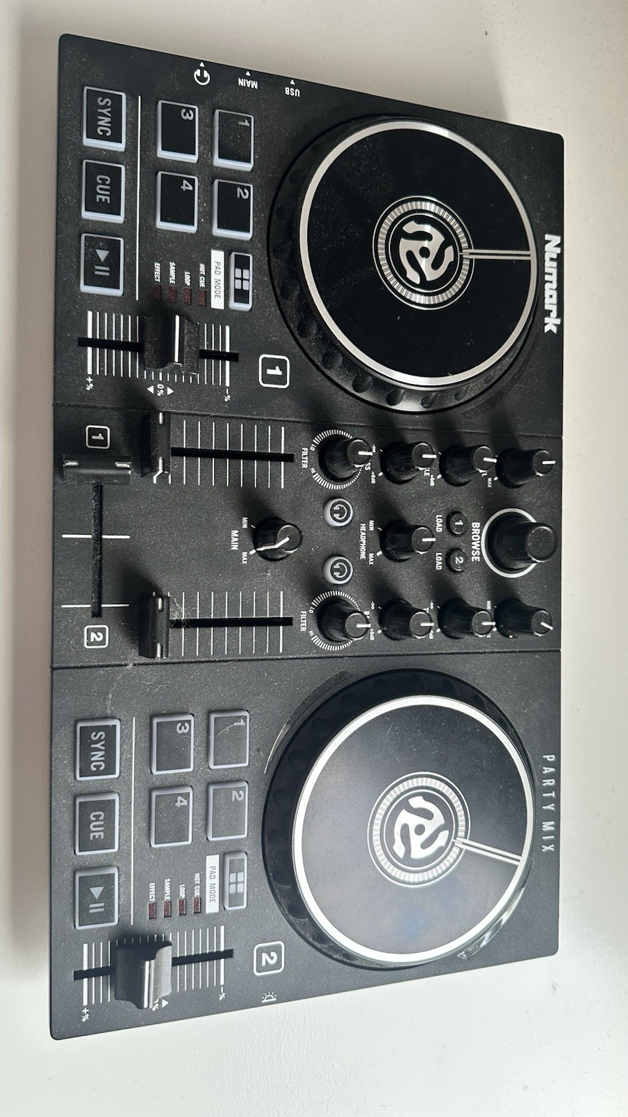 Numark Party Mix DJ Controller with Speakers, 2 Decks, Mixer, Party Lights