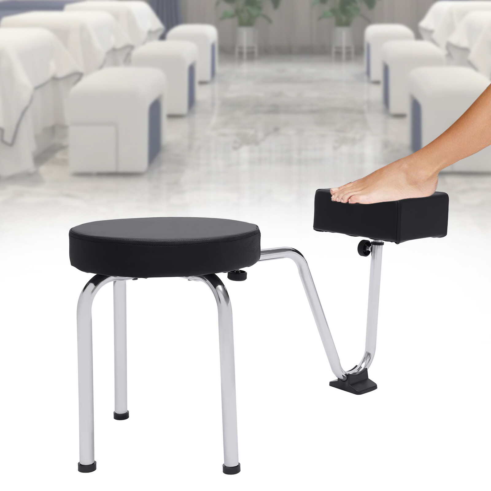 Portable Salon Spa Pedicure Stool Foot Rest Stool Chair Height Length Adjustable