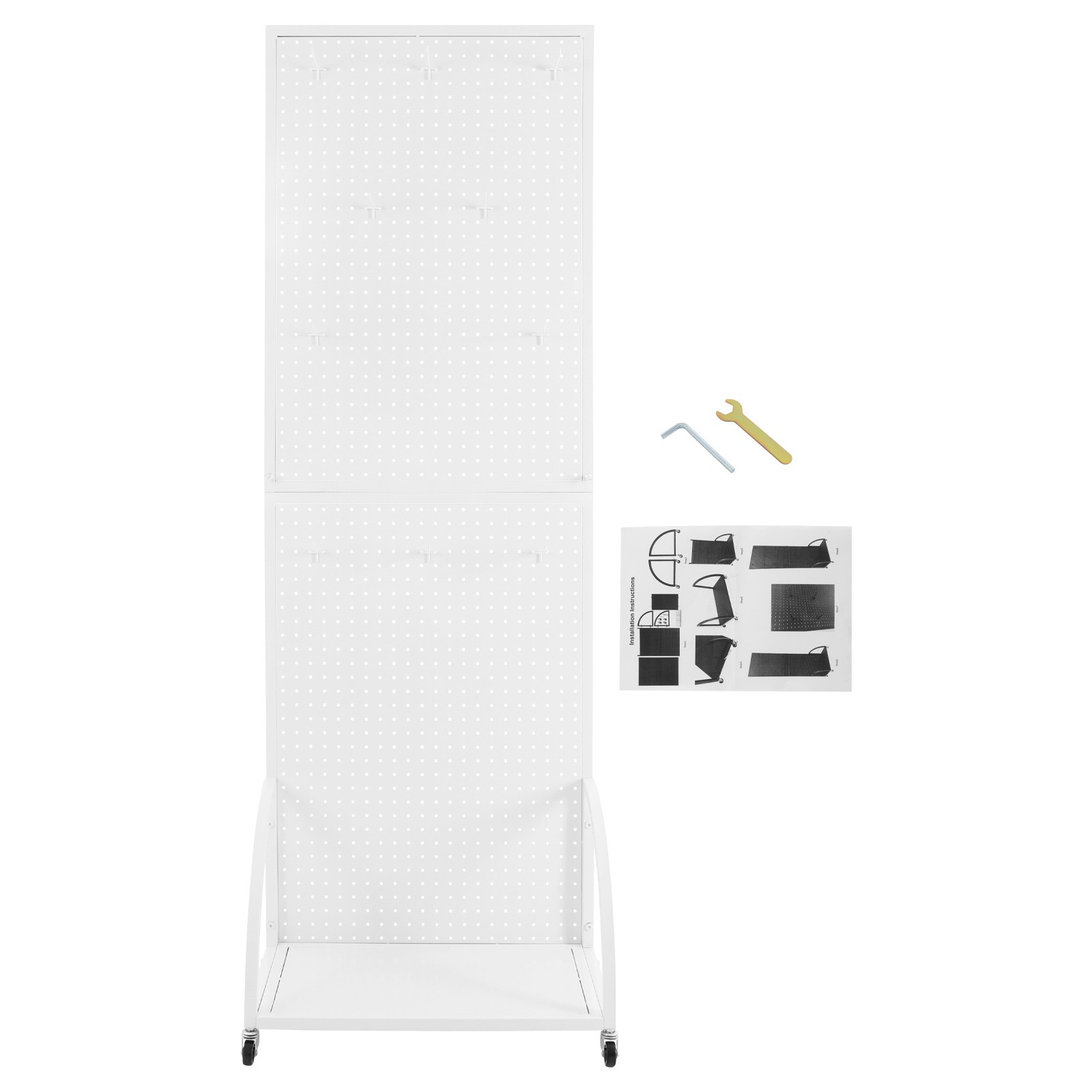 Merchandise Display Rack Retail Pegboard Rack White Iron Pegboard Display Stand