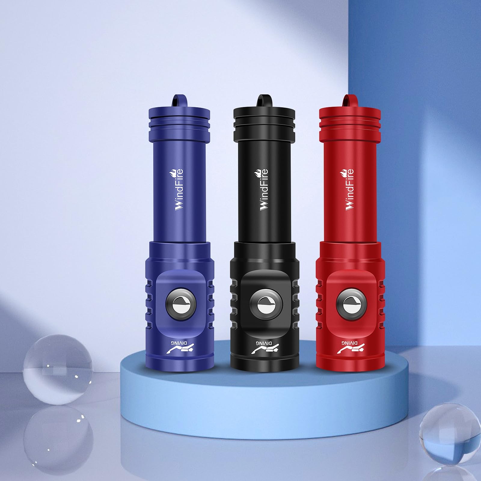 WINDFIRE TS08 Dive Light Super Bright, Scuba Flashlight Red-TS08