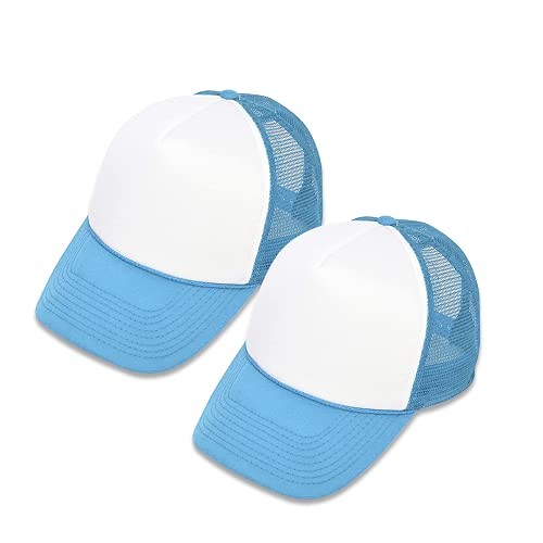 Sublimation Blanks Polyester Mesh Cap Mesh Hat Two Tone 6 1/4-7 Light Blue