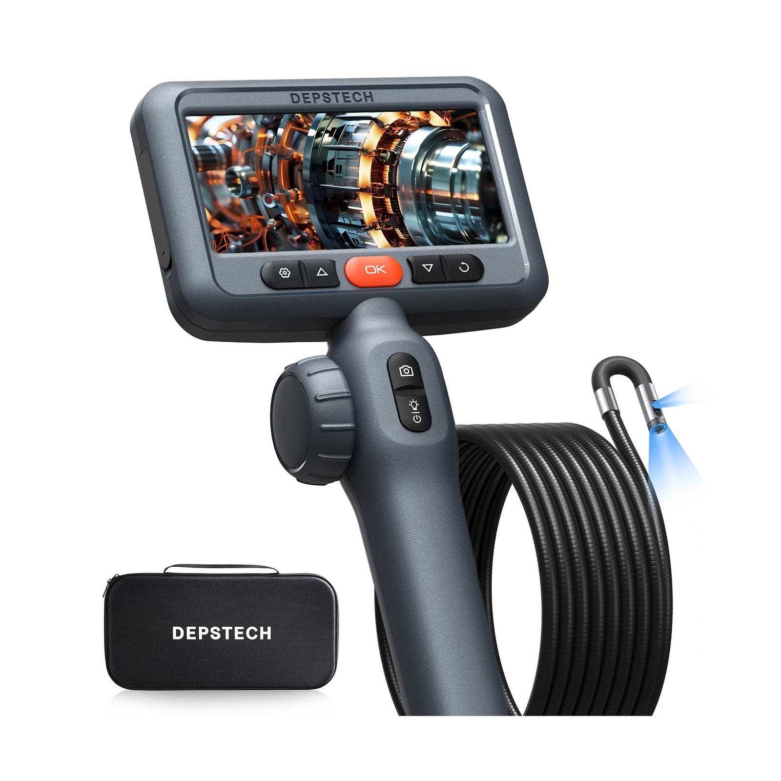 DEPSTECH 10FT Articulating Endoscope Camera with Light: Dual Lens Industrial ...
