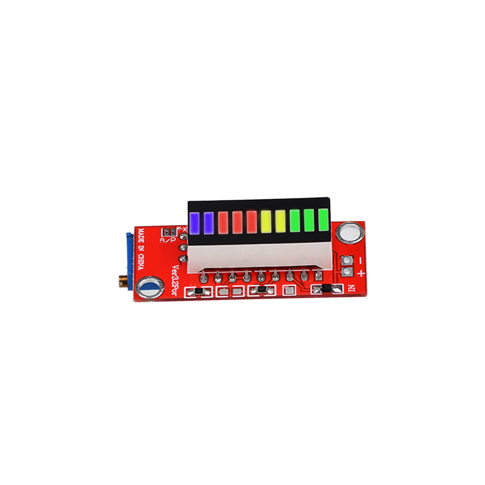 Battery Capacity Indicator Module 10 LED 4 Color Battery Level Tester Indicator