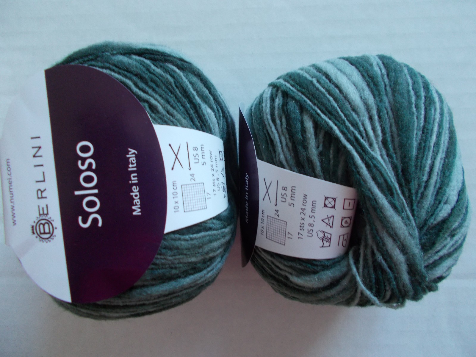 Berlini Soloso wool blend fashion yarn, Gunmetal, lot of 2 (156 yds each)