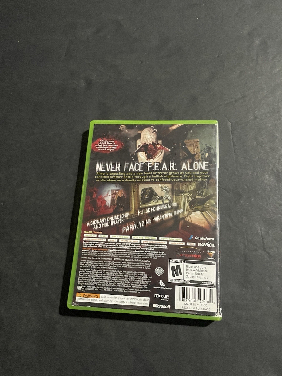 fear 3 xbox 360 Case only