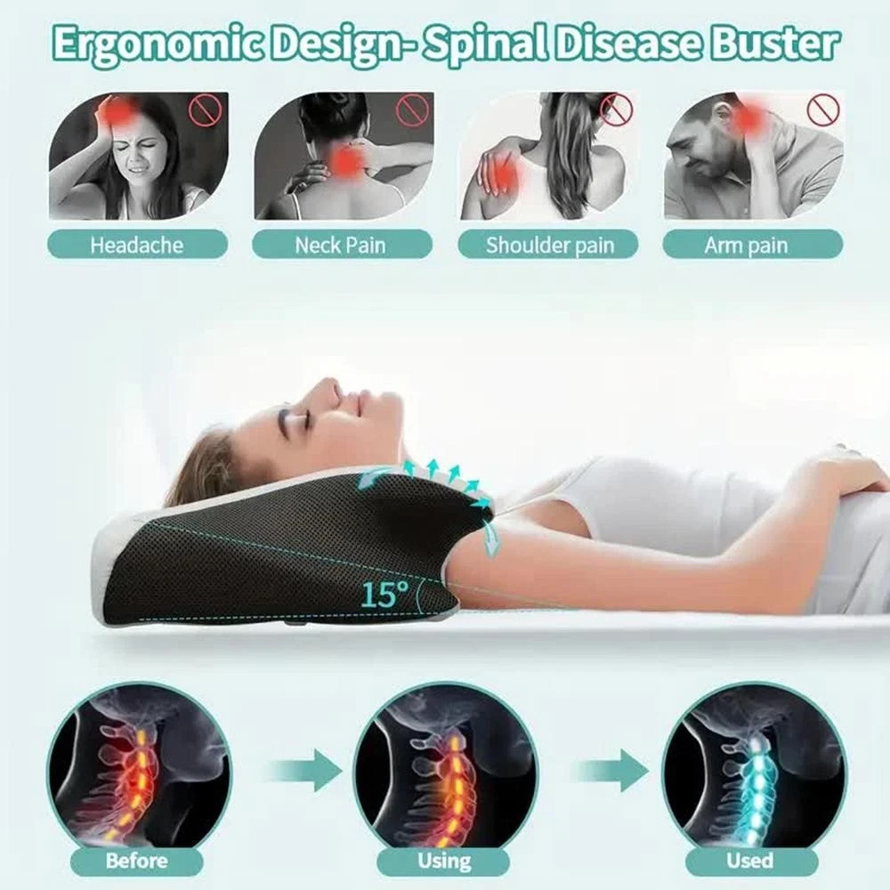 Deep Sleep Memory Foam Cervical Neck Pillow | Ergonomic Spine Support