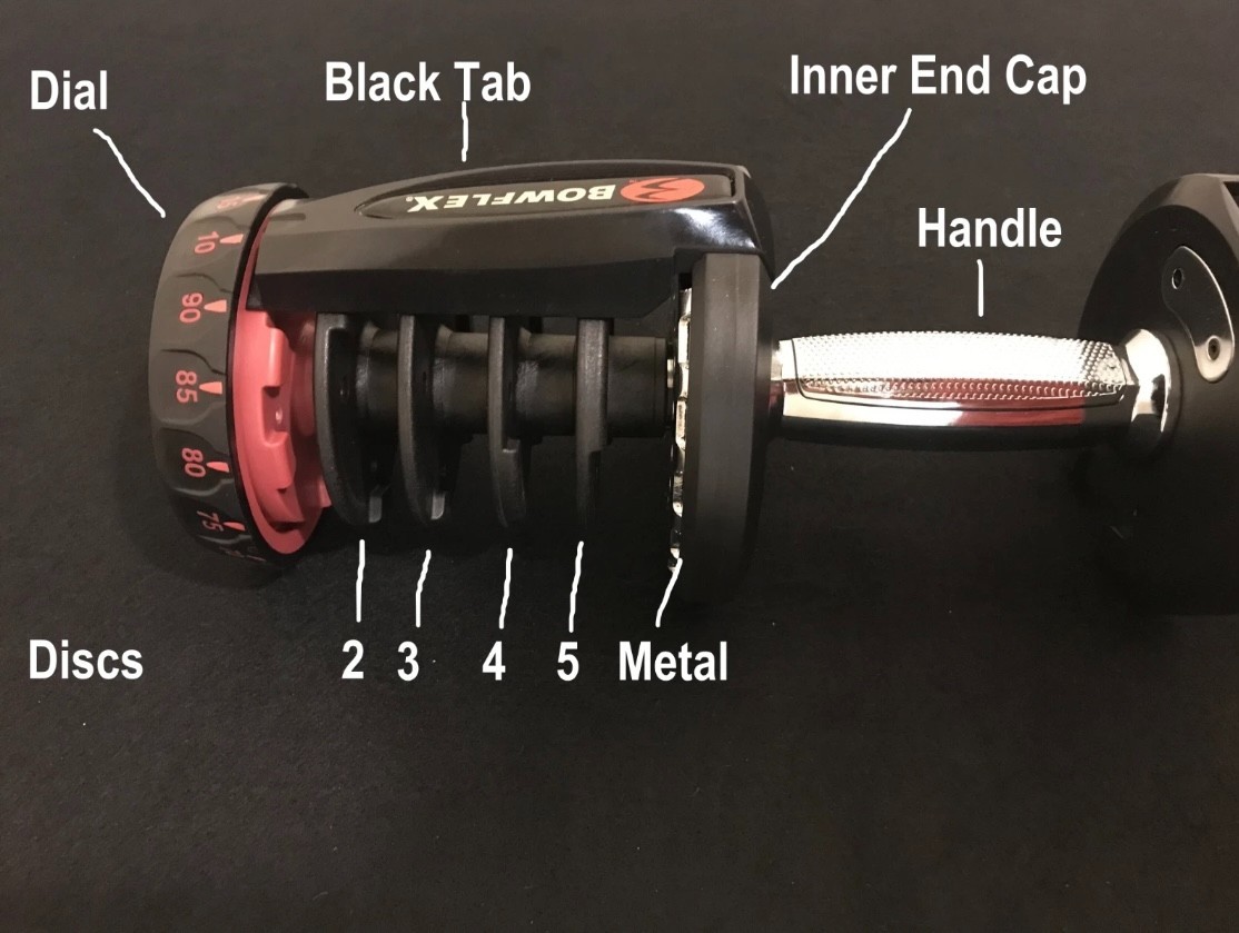 Bowflex 1090 SelectTech Dumbbell Replacement Cover Spring and Lever for Endcap
