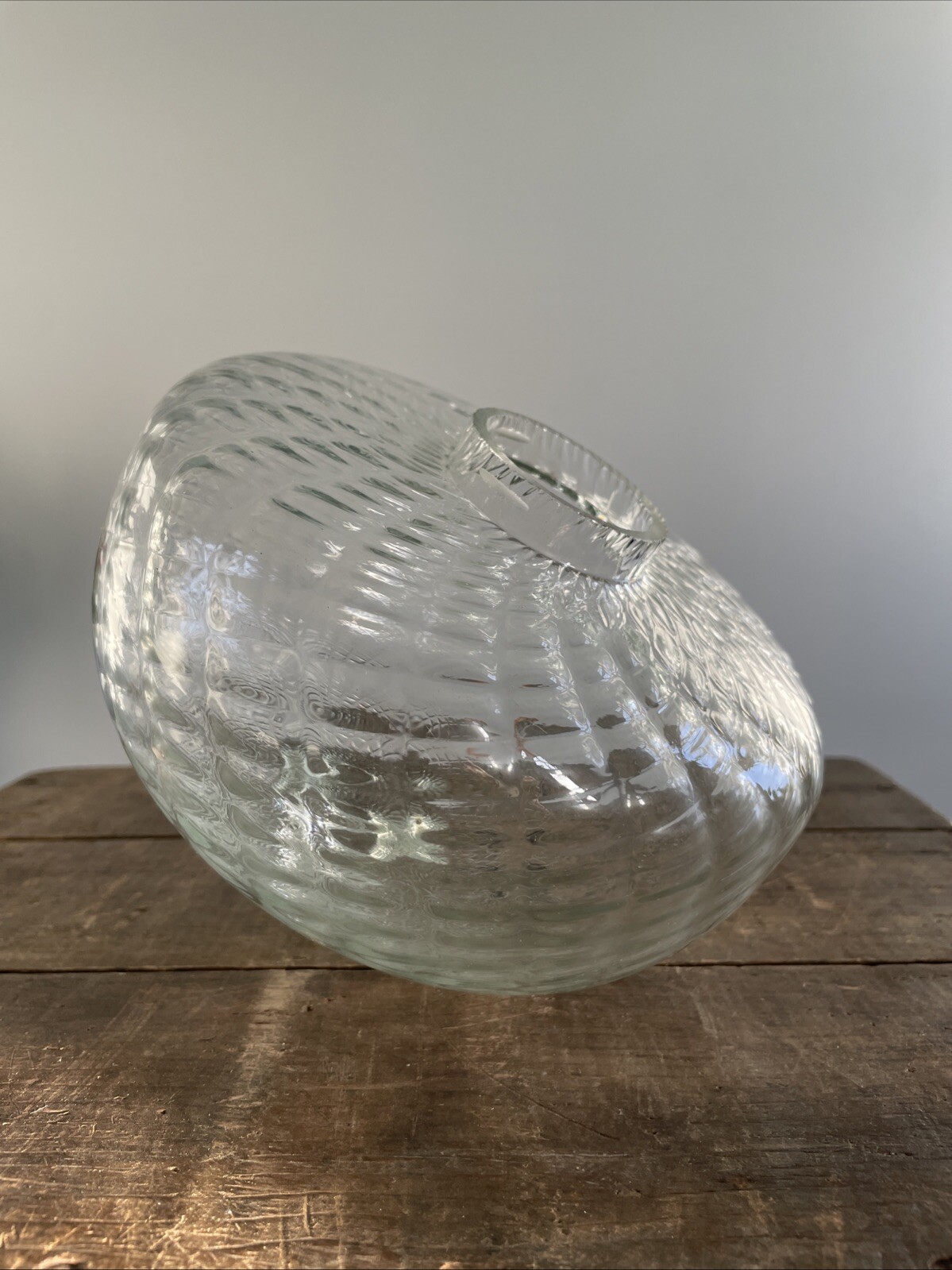 Vintage Clear Ribbed Glass Oil Lamp Font #L026