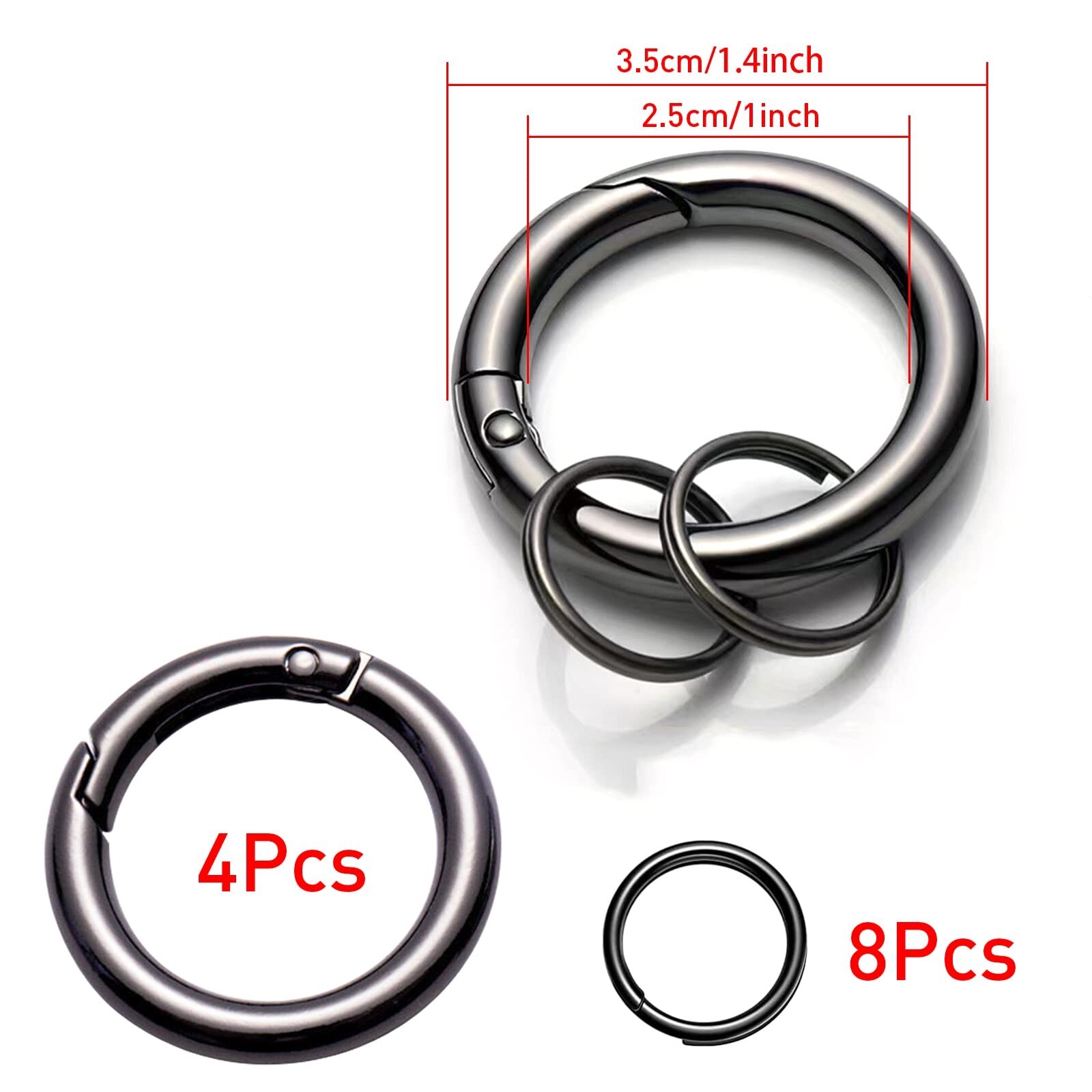 Keychain Trigger Buckle Kit Spring O Ring Round Circle Carabiner Hooks Clip, ...