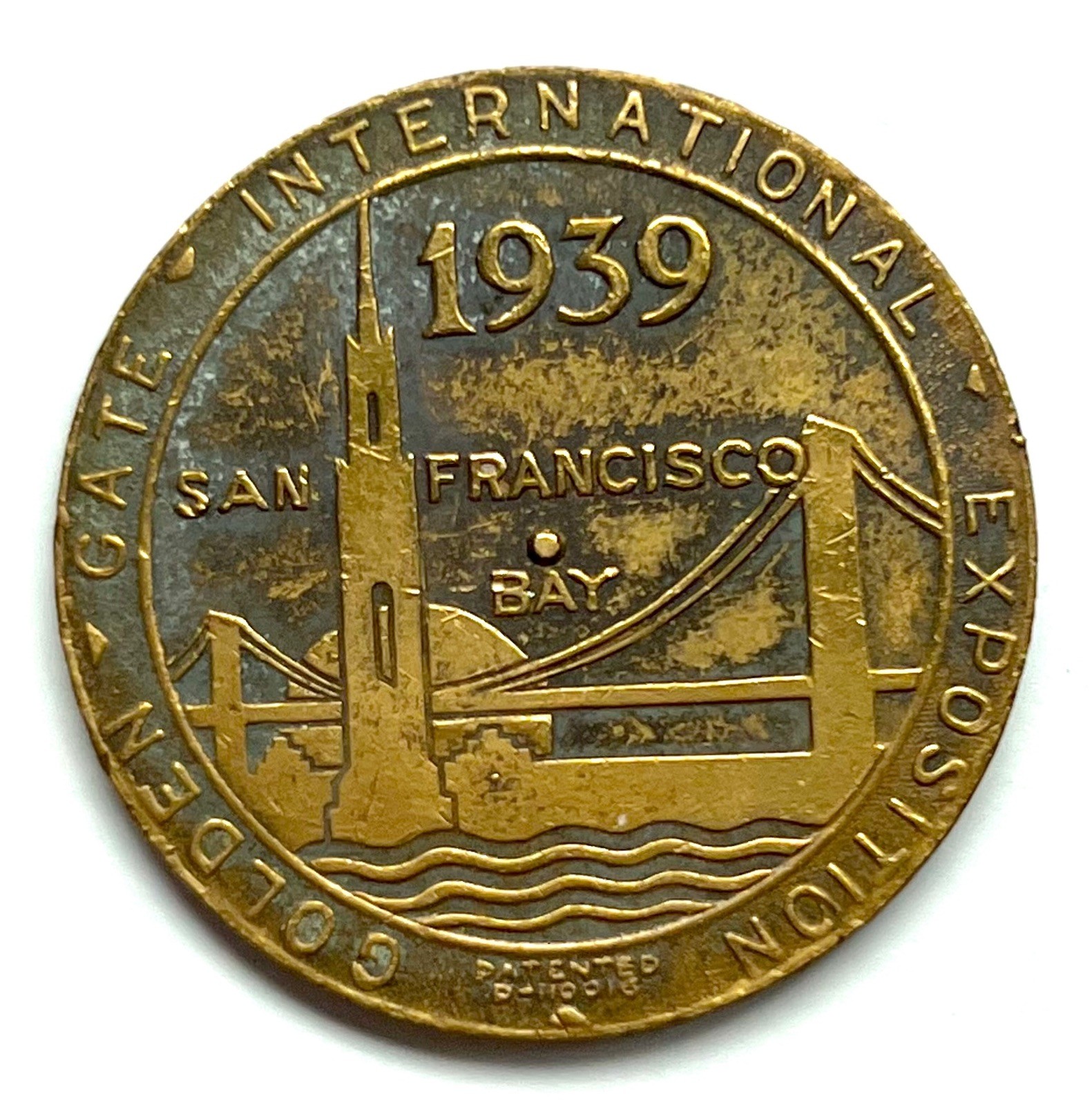 1939 Golden Gate Intl Expo. San Francisco, Ca. CHINA CLIPPER Brass Spinner Token