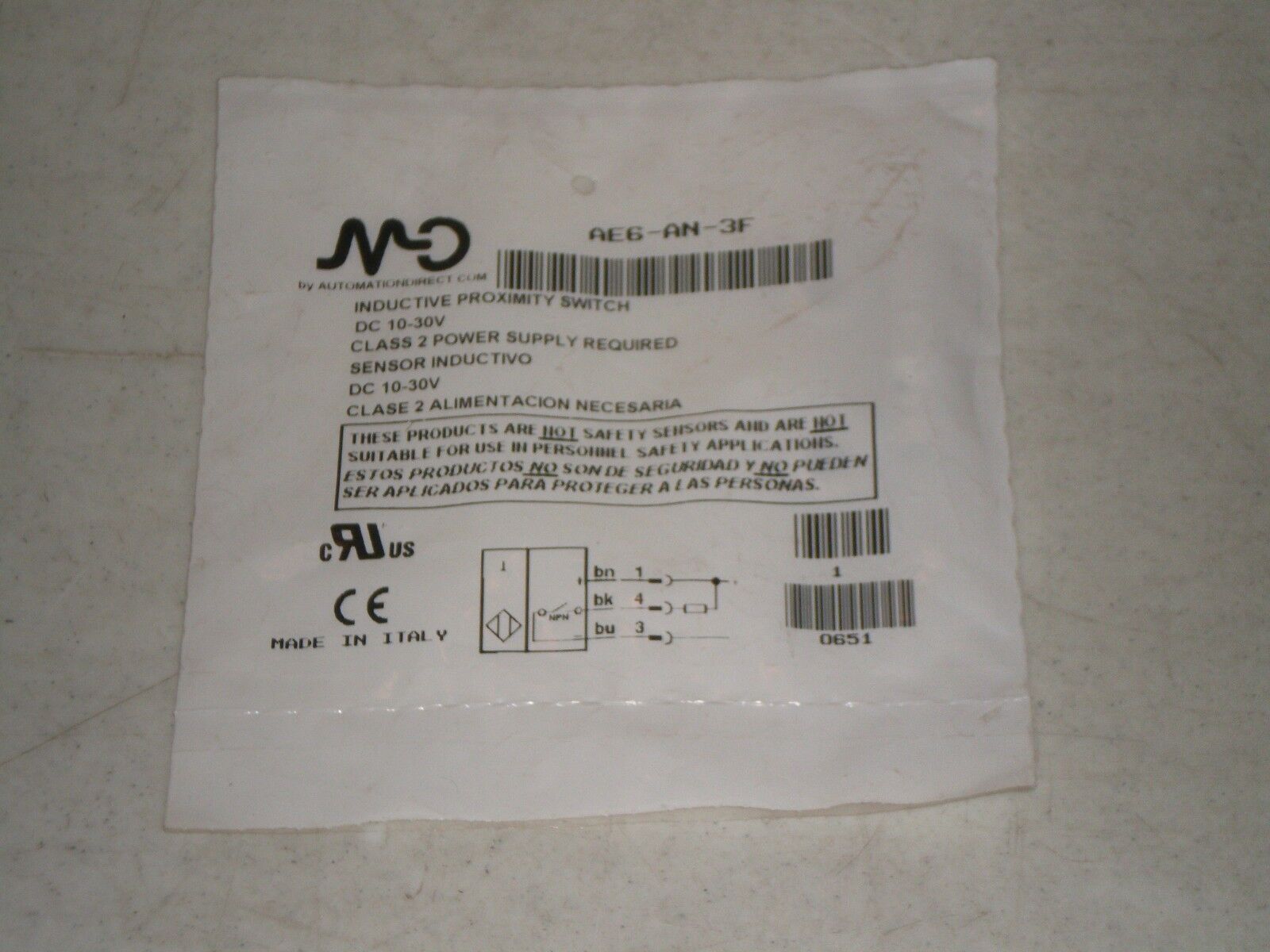 New! Automation Direct AE6-AN-3F Proximity Switch Sensor NPN Free Shipping!