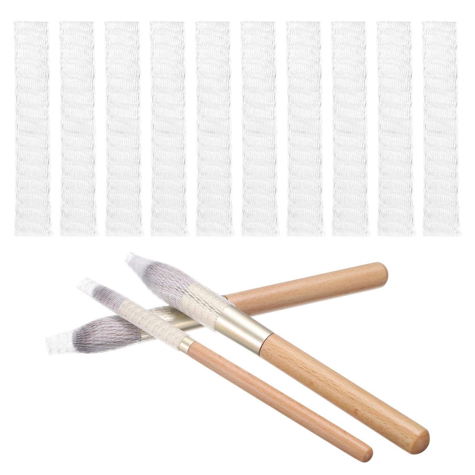 50Pcs Clear 6cm PE Plastic Mesh Sleeve Cover Makeup Brush Protector