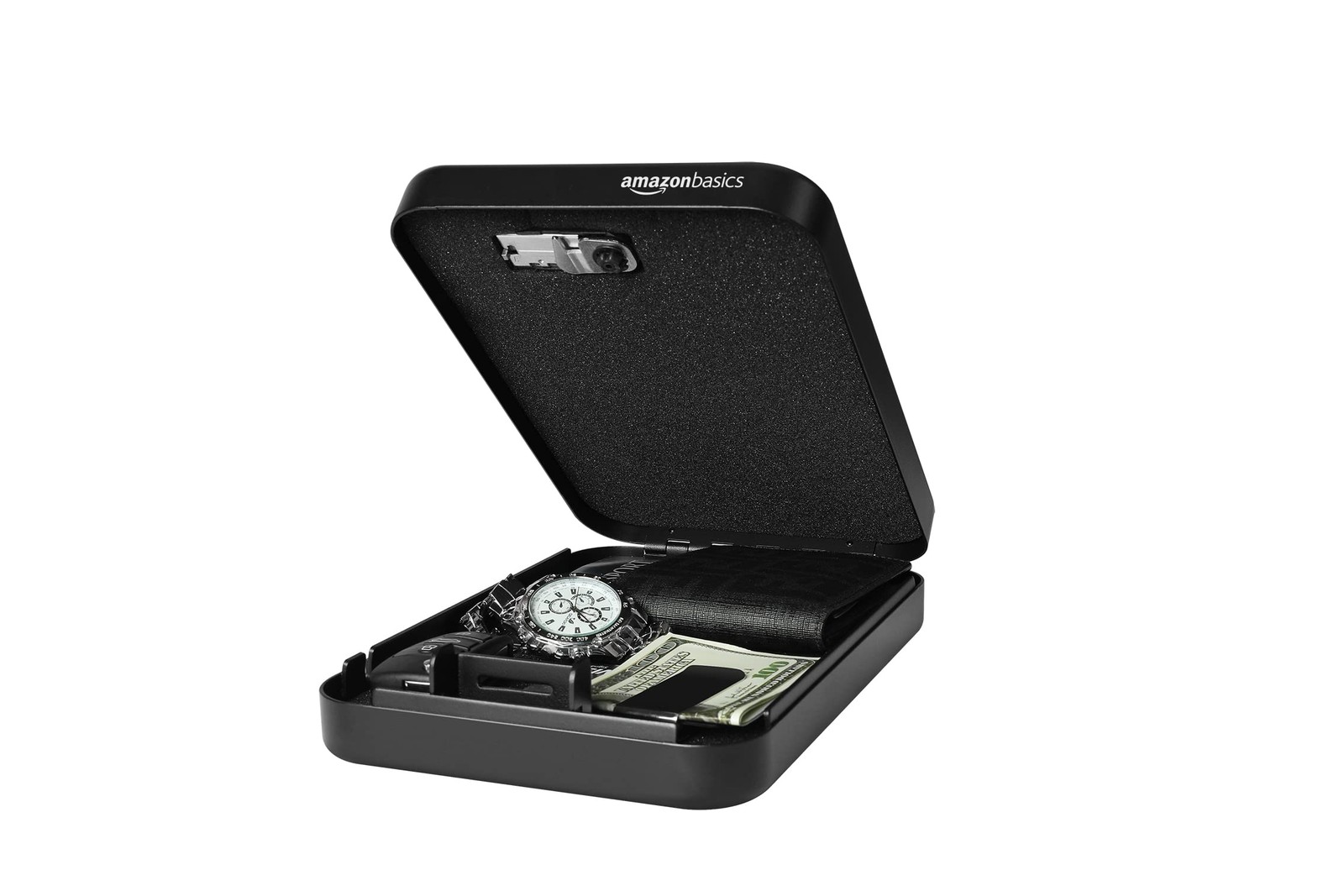 Amazon Basics Portable Security Case Lock Box Safe with XXL, Black
