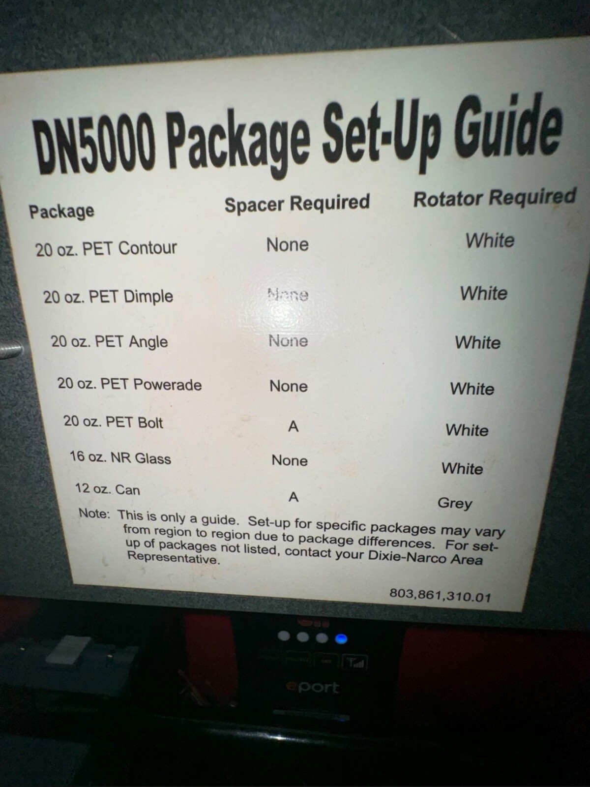 DIXIE NARCO 5000 DN5000 Elevator SODA COKE DRINK VENDING MACHINE