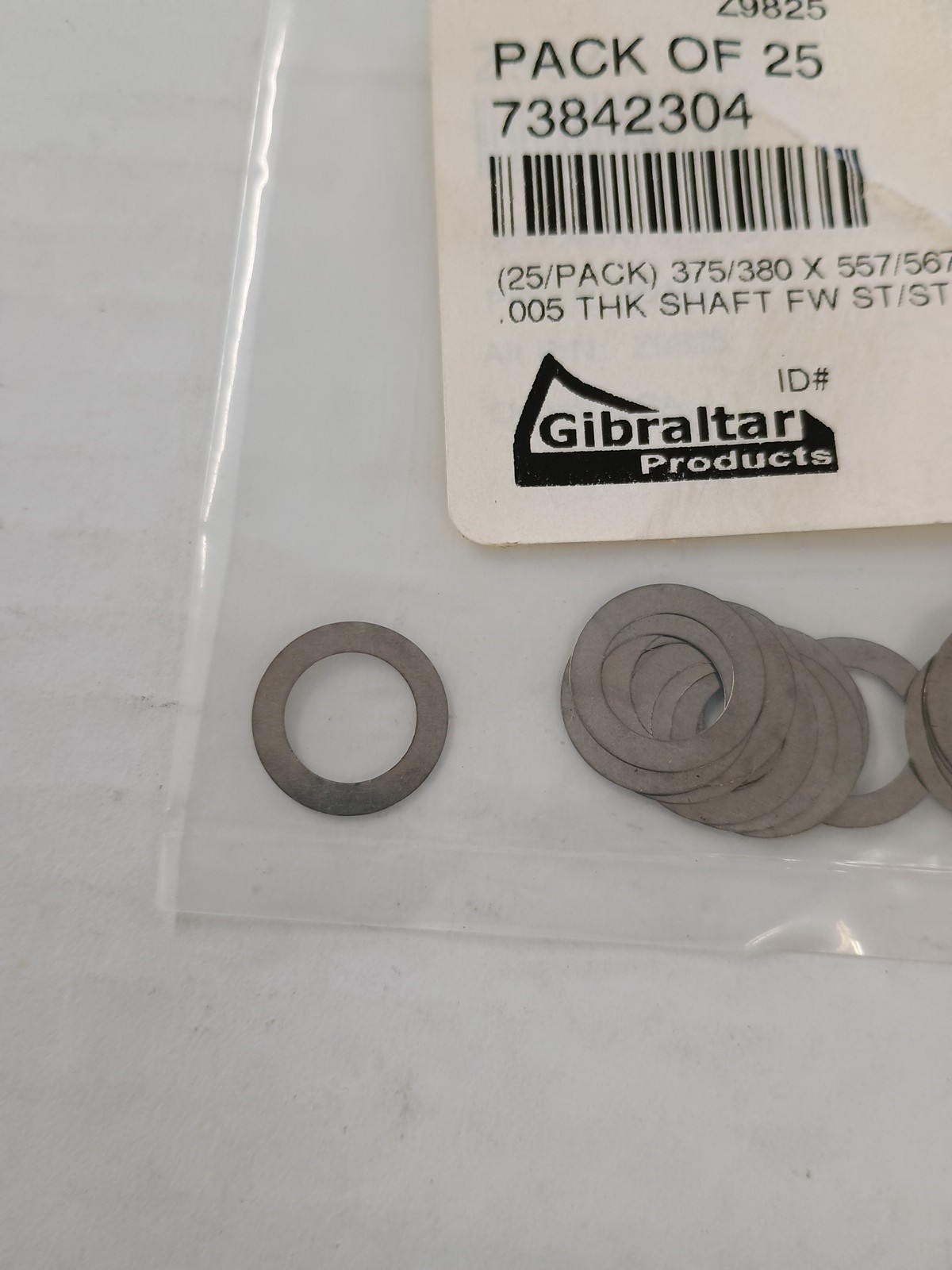 Gibraltar SS Shims 375/380 x 557/567 x .005 THK Shaft FW 25 pcs