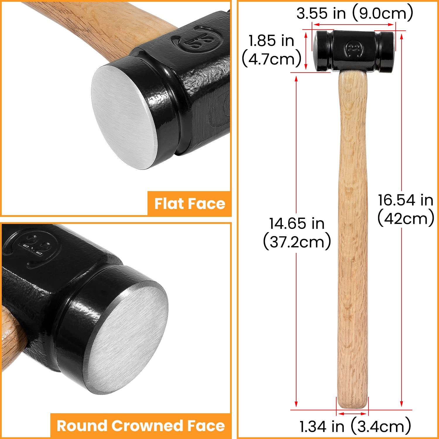 36oz 61B Rounding forge Hammer, Versatile Blacksmith Hammer
