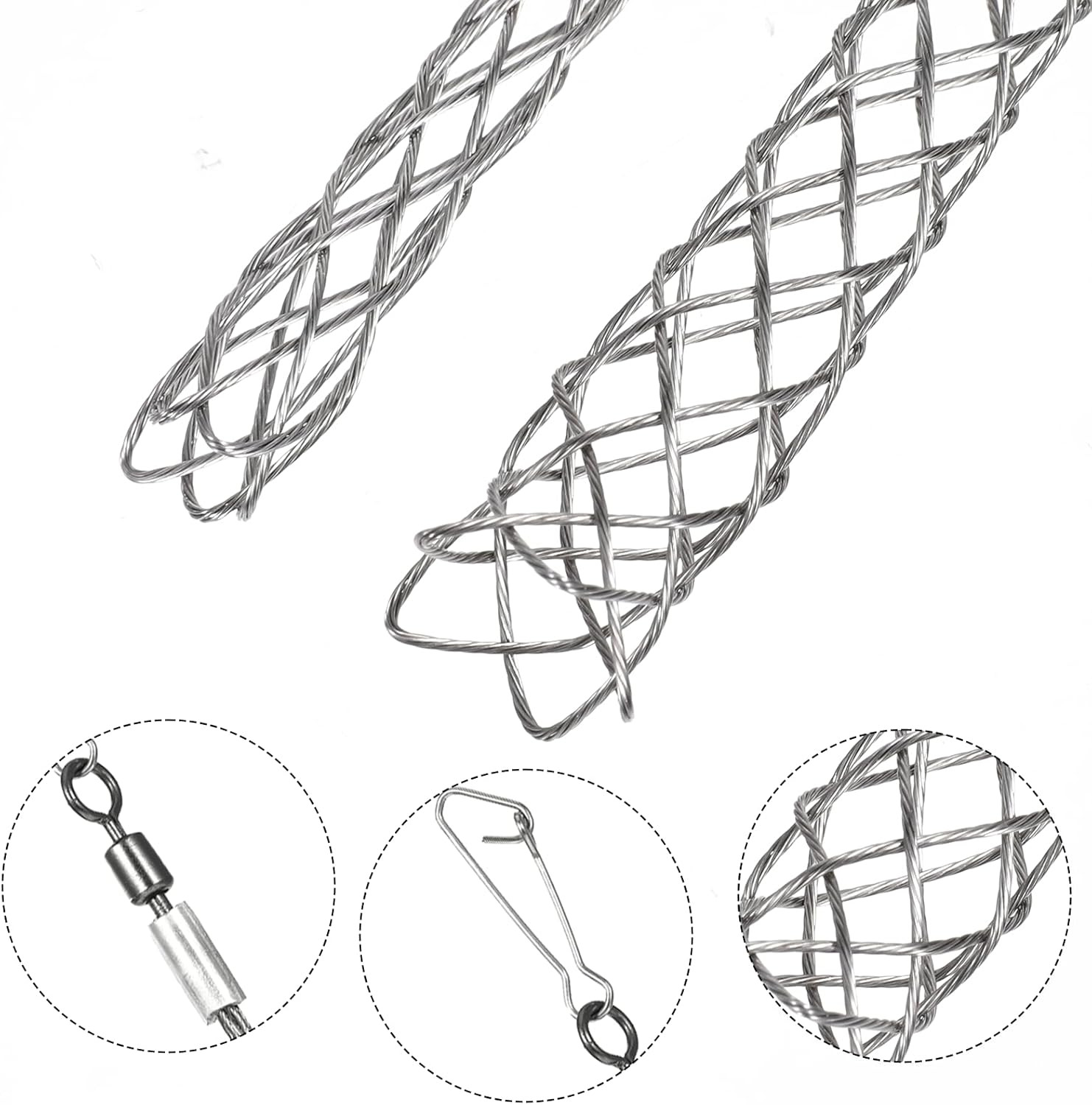 2 Pcs 1/2 Inch Wire Pulling Grip Mesh Cable Pulls Cable Pulling Grip Sock Met...