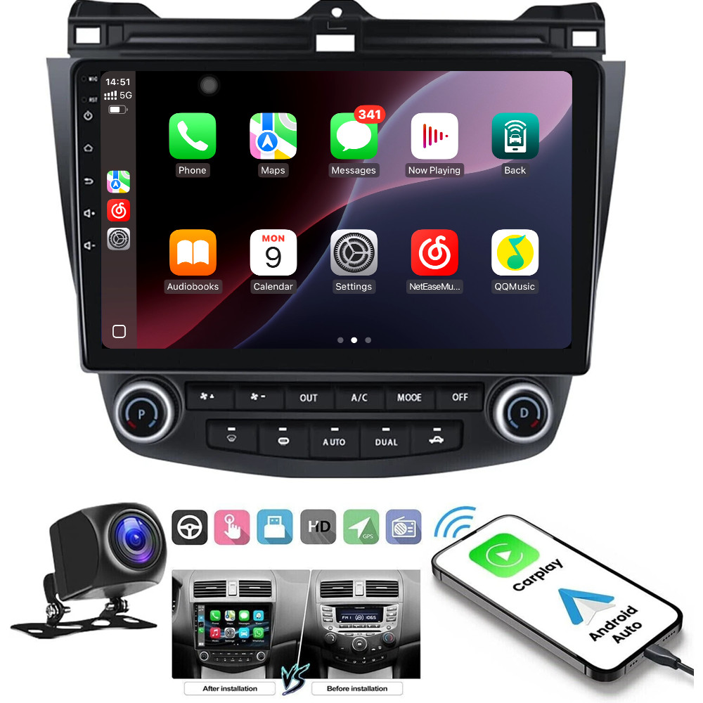 10" For Honda Accord 2003-2007 Carplay Car Stereo Radio Multimedia Screen GPS BT