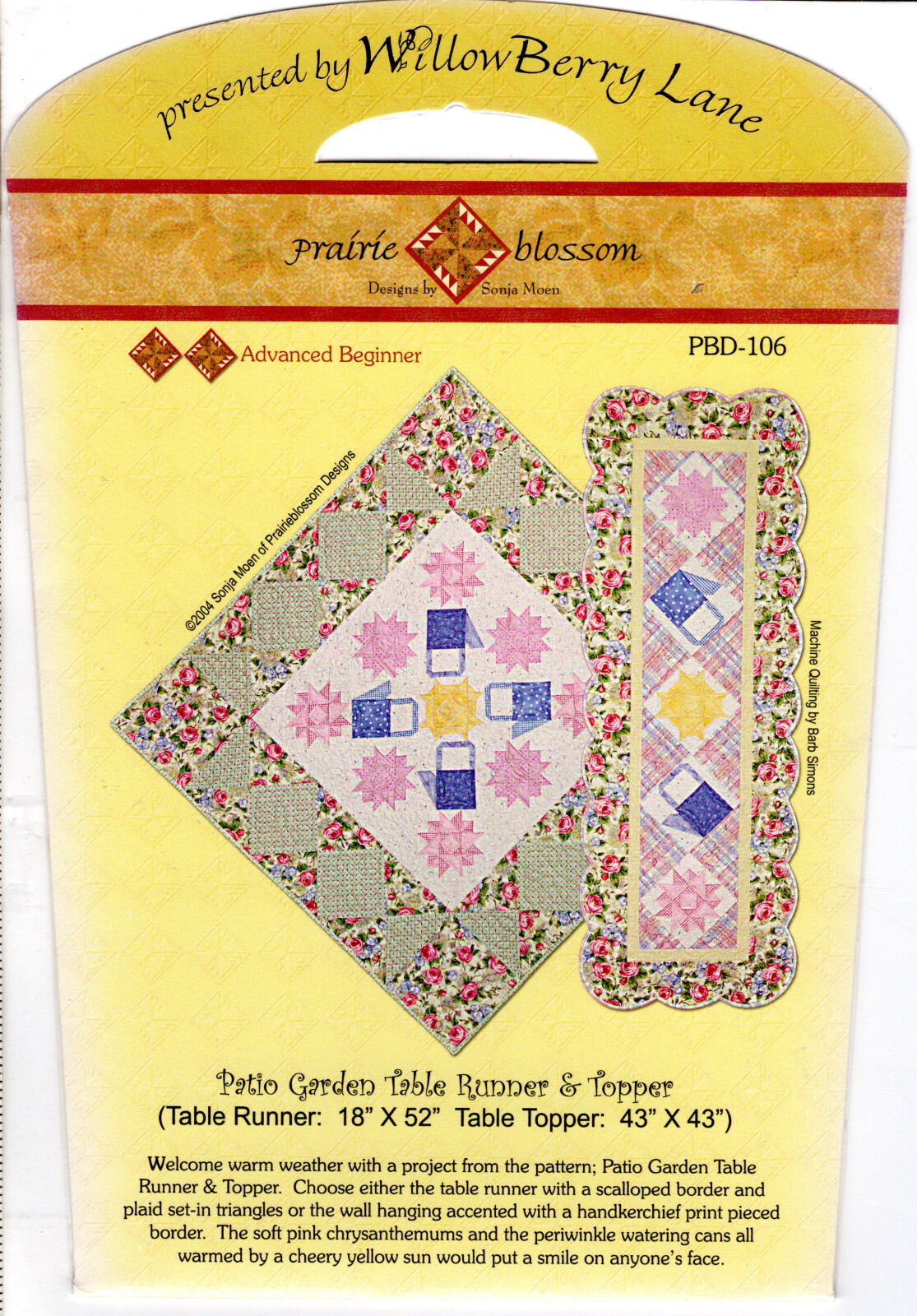 Patio Garden Table Runner & Topper ©2004 Prairie Blossom Quilt Pattern PBD-106