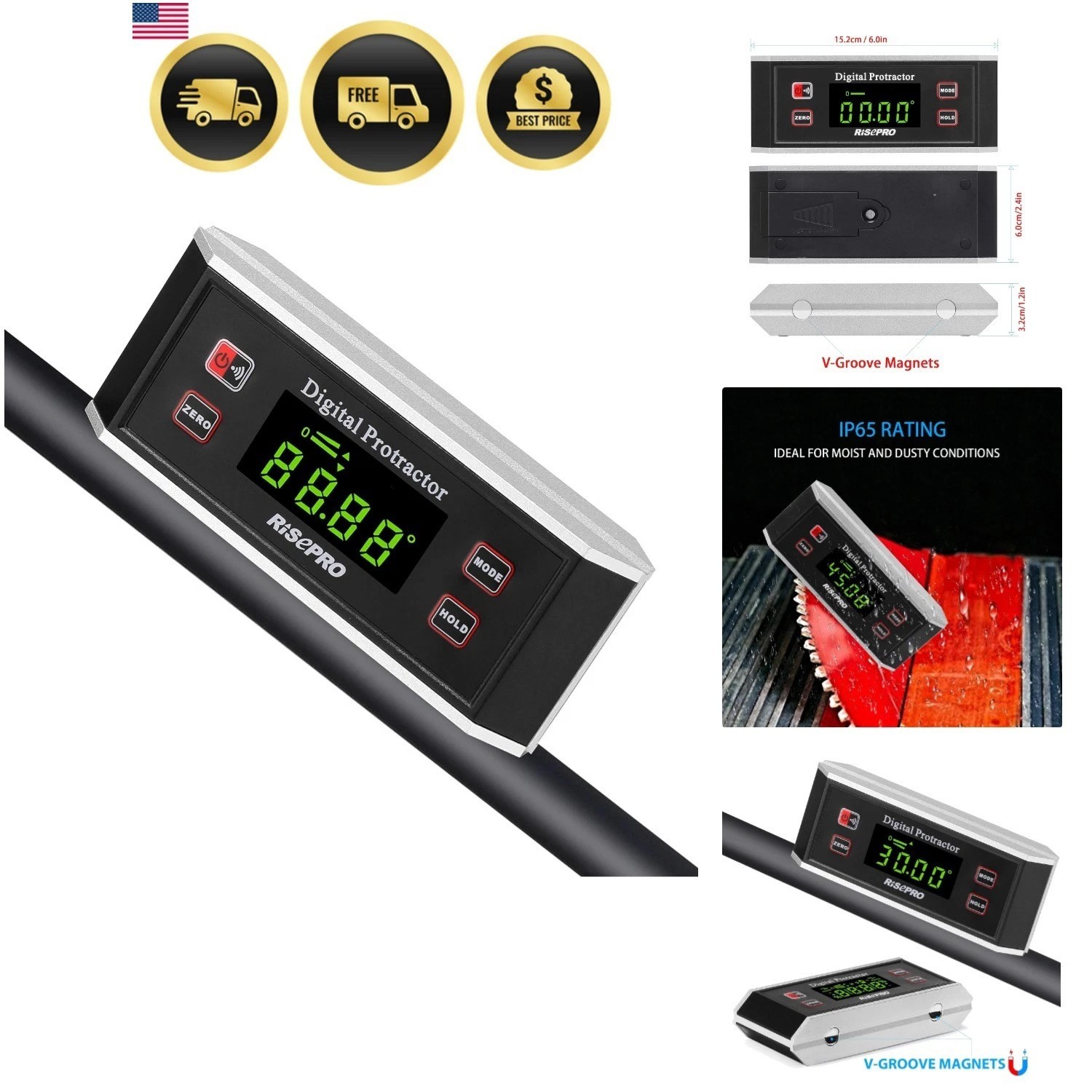 Inclinometer, Digital Protractor Angle Finder Level Inclinometer Magnetic V-G...