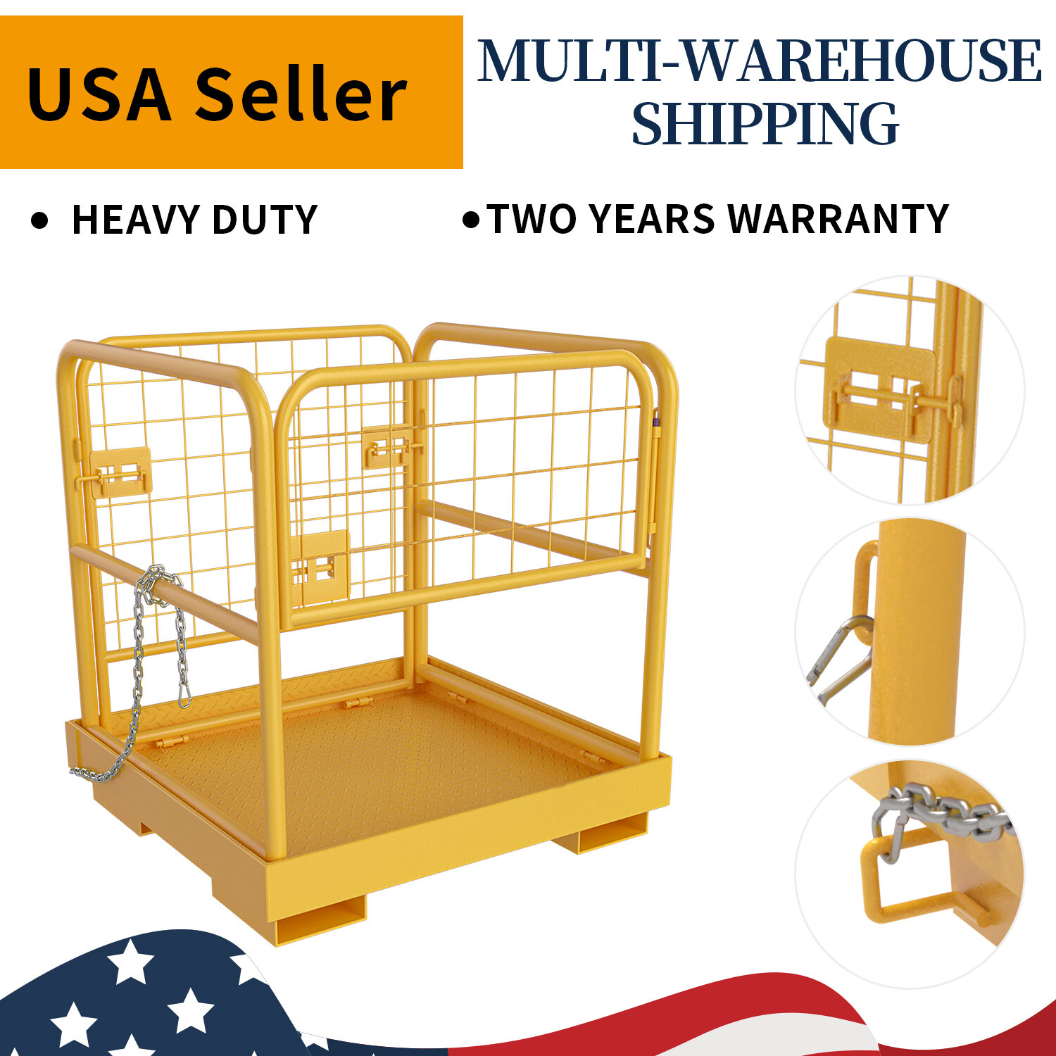 Forklift Safety Cage Work Platform Lift Basket Collapsible 36" x 36" 1150 LBS