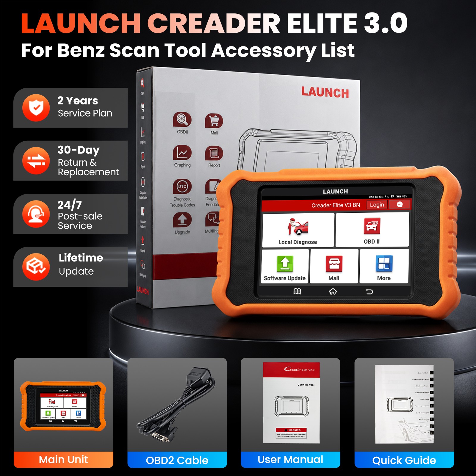 LAUNCH Creader Elite 3.0 for Mercedes-Benz Full System OBD2 Diagnostic Scan Tool