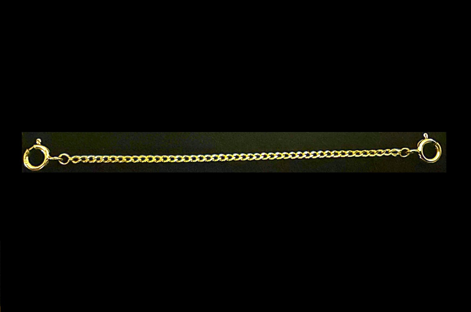18k 1.4mm Curb Yellow Gold 2.25" Chain Extender Safety double 4.5mm spring ring