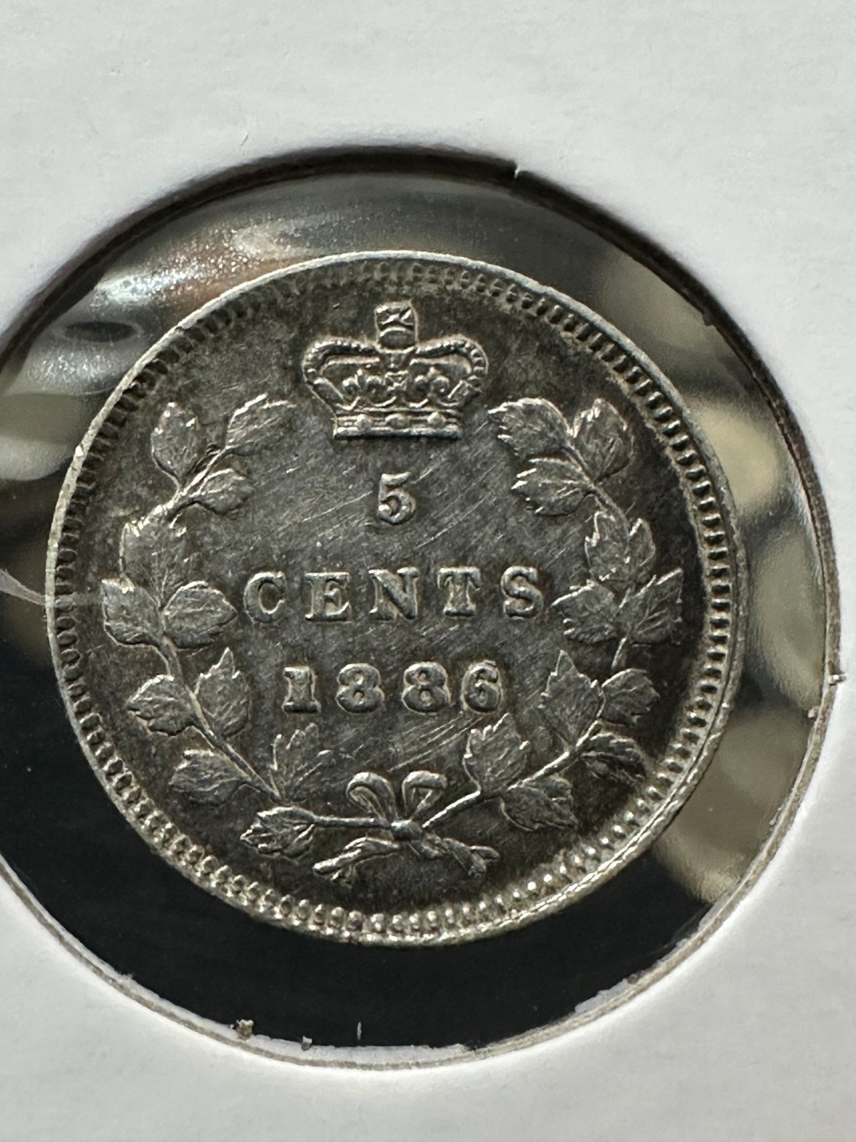 1886 Sm 6 Canada 5 Cents Mid AU--Cleaned