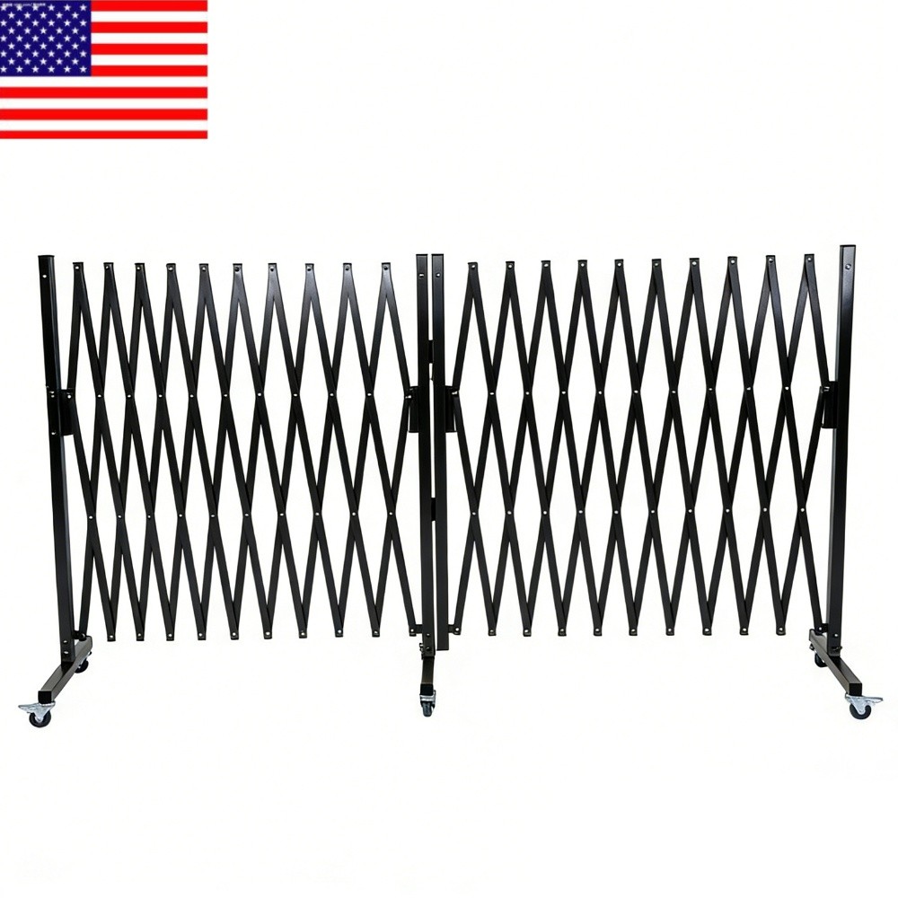 Retractable Outdoor Fence Expandable Barricade with Casters Free Standing Safety