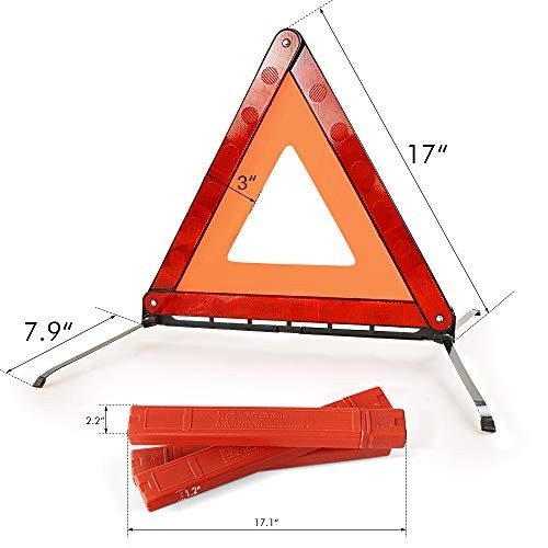 Foldable Warning Triangles Road Safety Triangle Kit, 3 Pack of Reflective