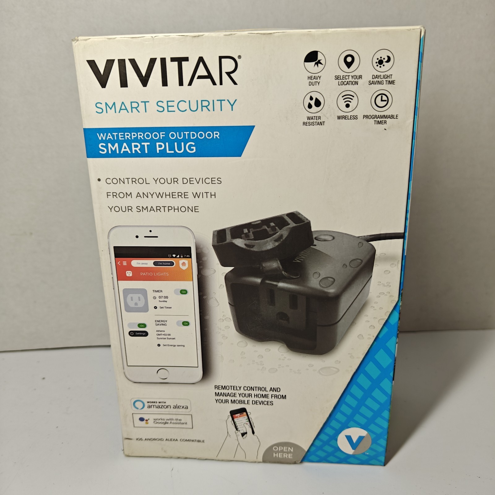 Vivitar Waterproof Outdoor Smart Plug  Alexa & Google Assistant HA-1011-WG
