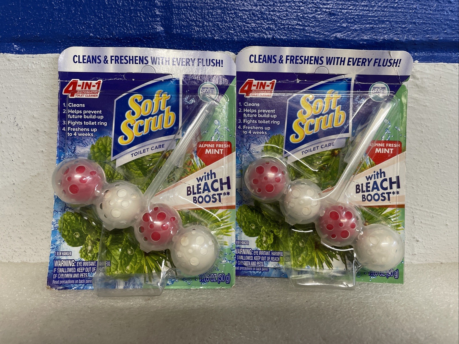 Soft Scrub 4-in-1 Toilet Bowl Cleaner W/ Bleach Alpine Fresh Mint Lot Of 2 New