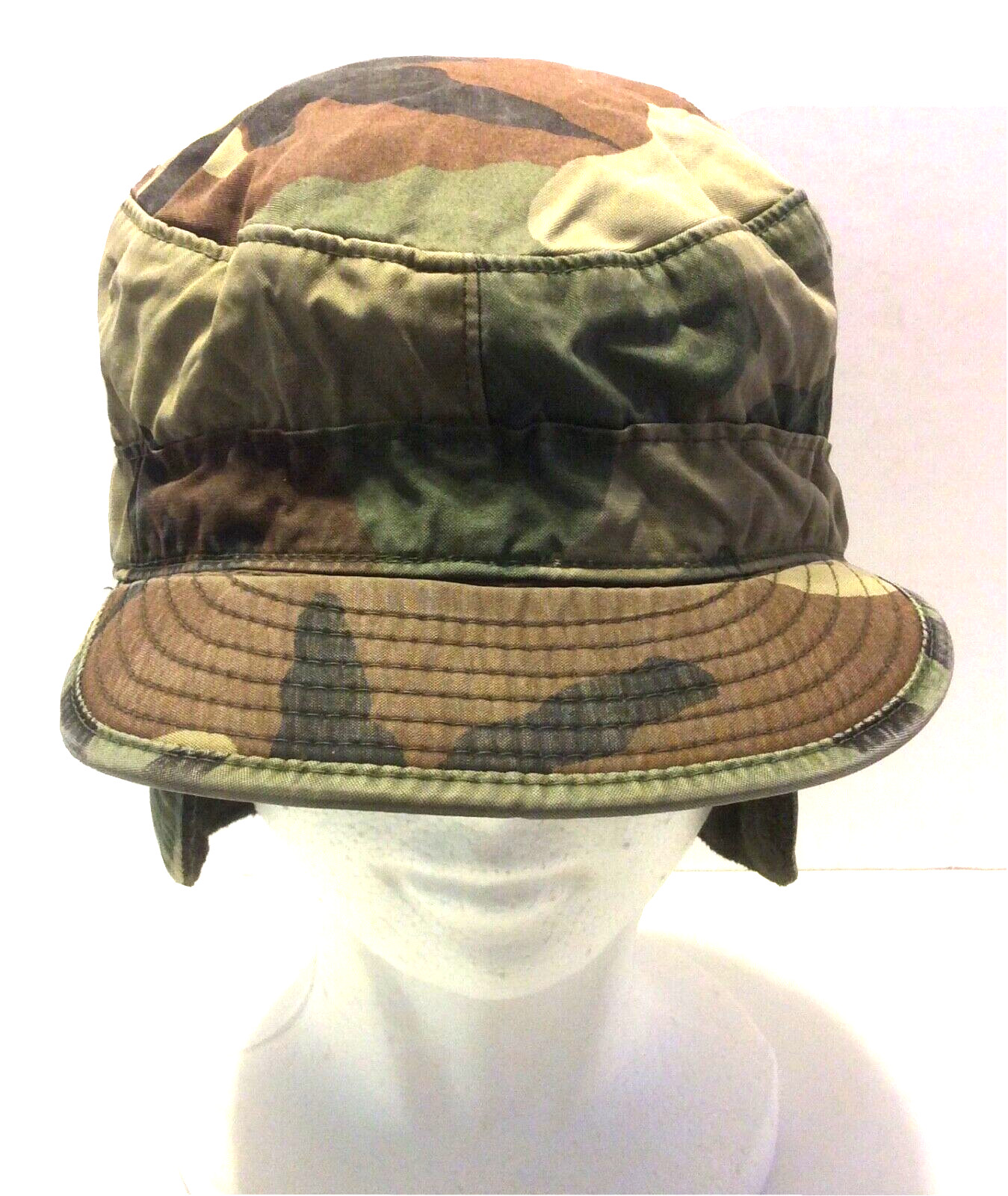 US Military Woodland Camo Cap w/Ear Flap Size 71/4 #2 Camouflage Hunting