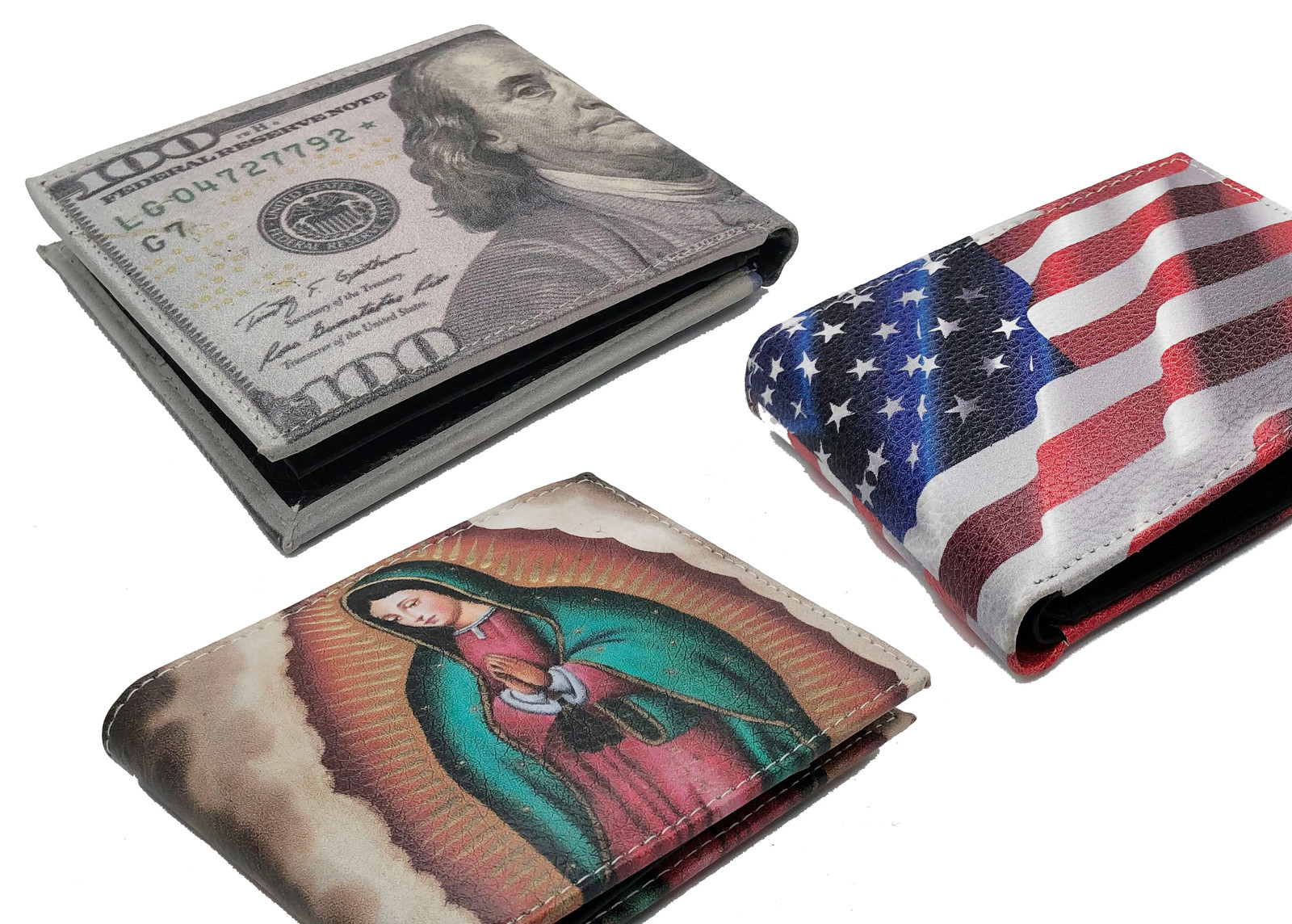 Novalty Graphics Leather Men's Bifold Wallet Double Flap Holder Dollar, Virgin M