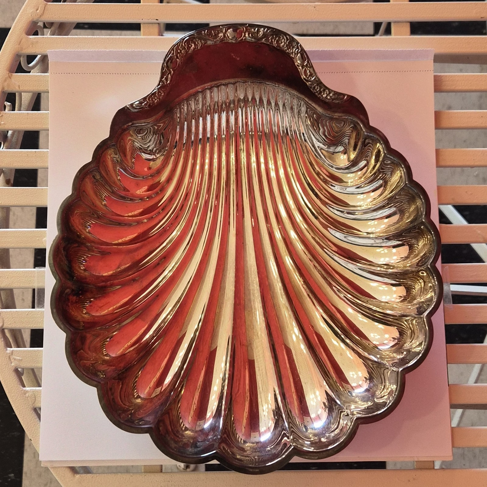 Wm Rogers & Son Victorian Rose Silver big Plate Shell tray Decorative