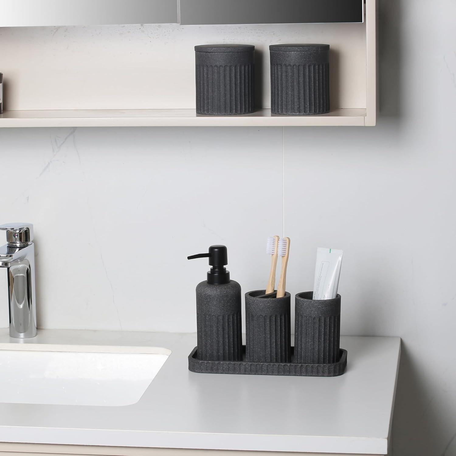 Bathroom Accessory Set - 6 Pieces Bathroom Accessories Set Complete with Soap Di