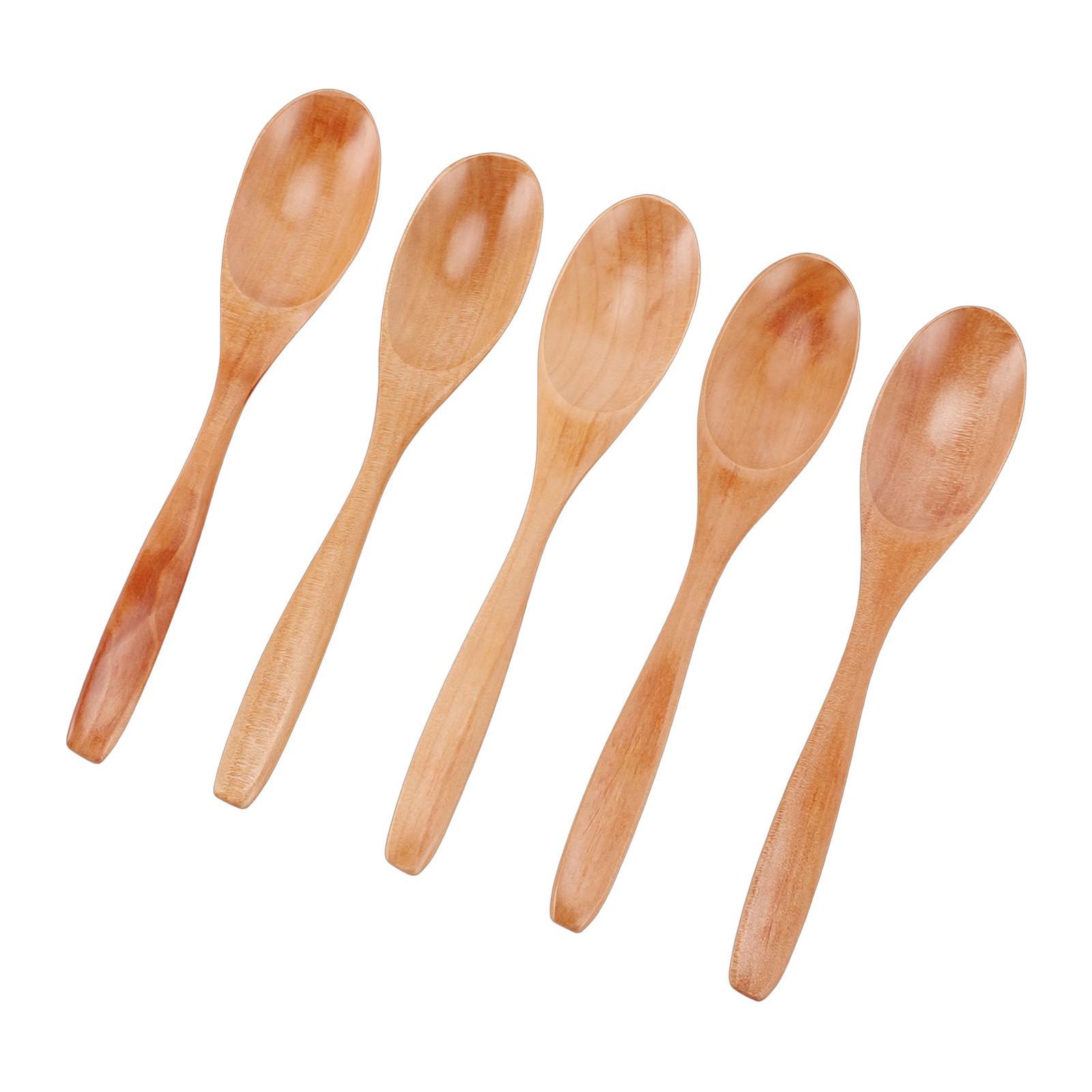 5 Wooden Honey Spoons Durable Serving Set For Kitchen Use